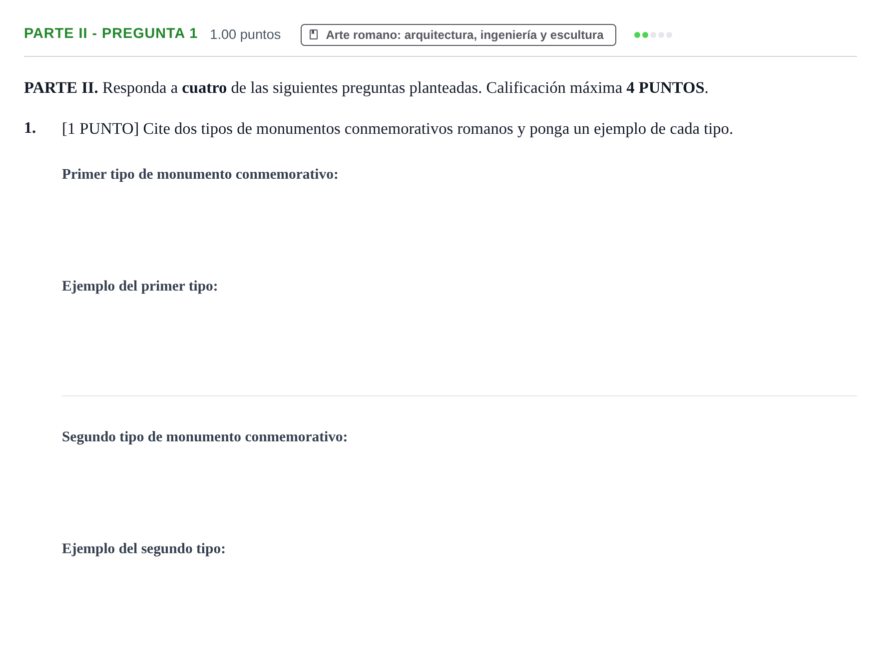 Enunciado: Ejercicio Parte II - Pregunta 1 · Historia del Arte PAU Cantabria Ordinaria 2023