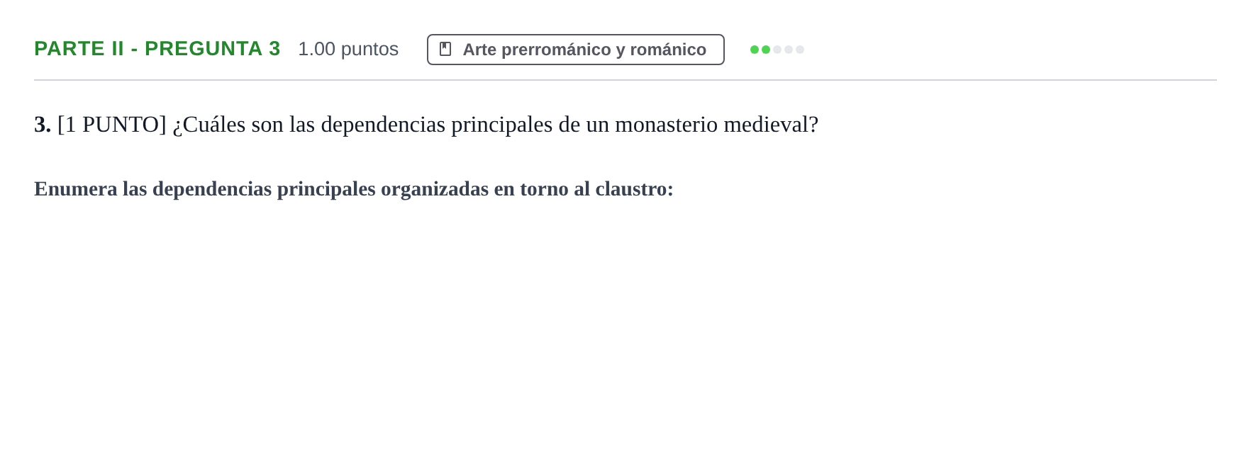 Enunciado: Ejercicio Parte II - Pregunta 3 · Historia del Arte PAU Cantabria Ordinaria 2023
