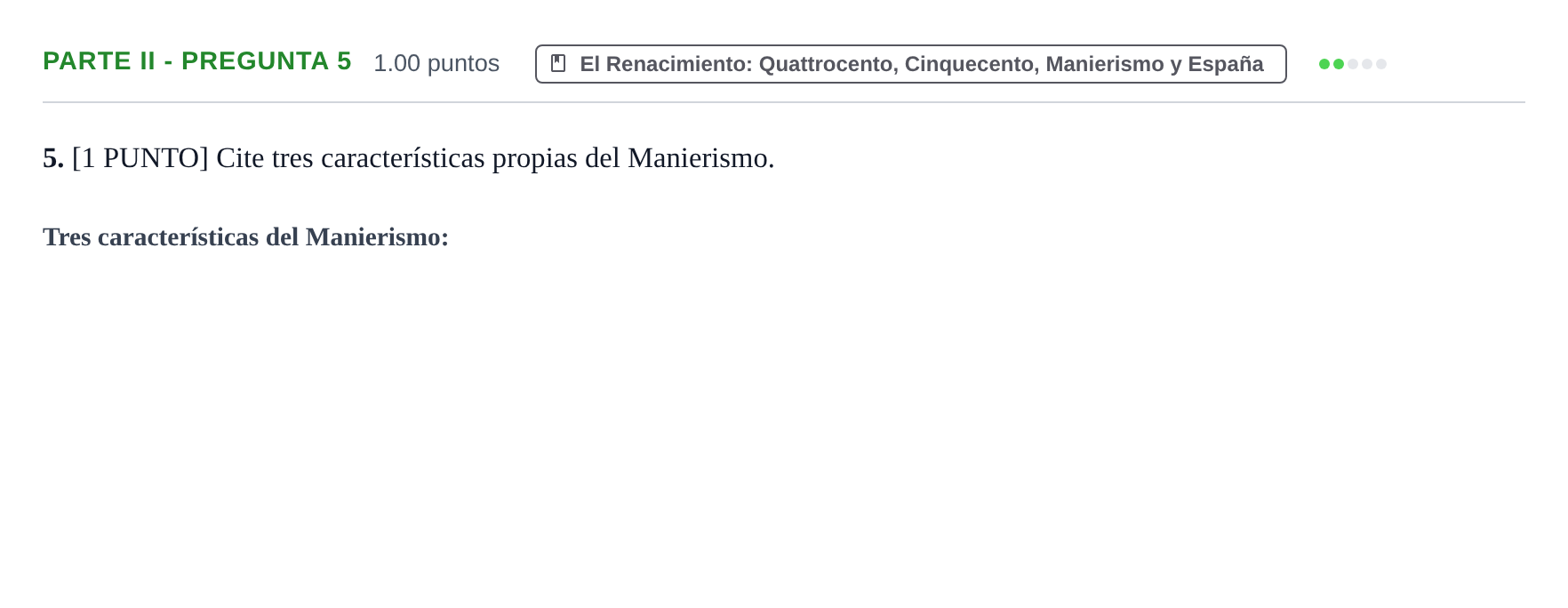 Enunciado: Ejercicio Parte II - Pregunta 5 · Historia del Arte PAU Cantabria Ordinaria 2023