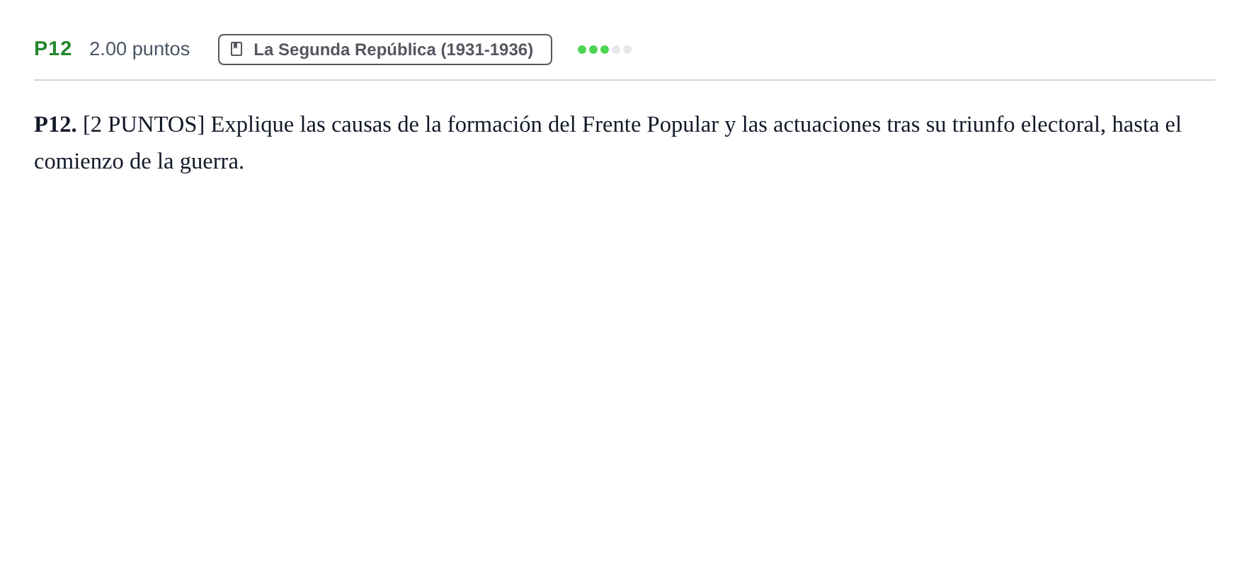Enunciado: Ejercicio P12 · Historia de España PAU Cantabria Extraordinaria 2023