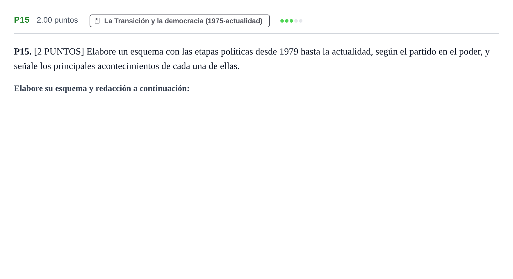 Enunciado: Ejercicio P15 · Historia de España PAU Cantabria Extraordinaria 2023