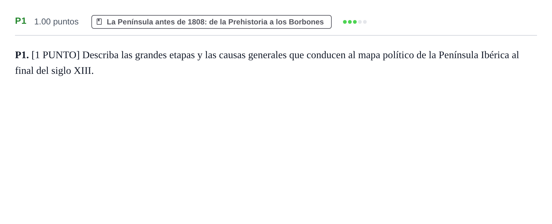 Enunciado: Ejercicio P1 · Historia de España PAU Cantabria Extraordinaria 2023