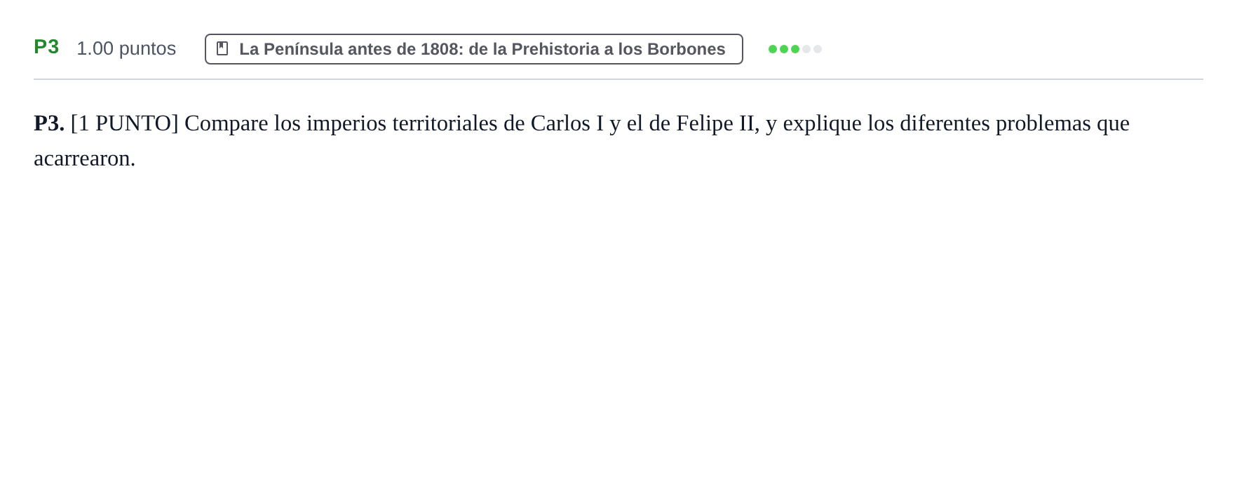 Enunciado: Ejercicio P3 · Historia de España PAU Cantabria Extraordinaria 2023