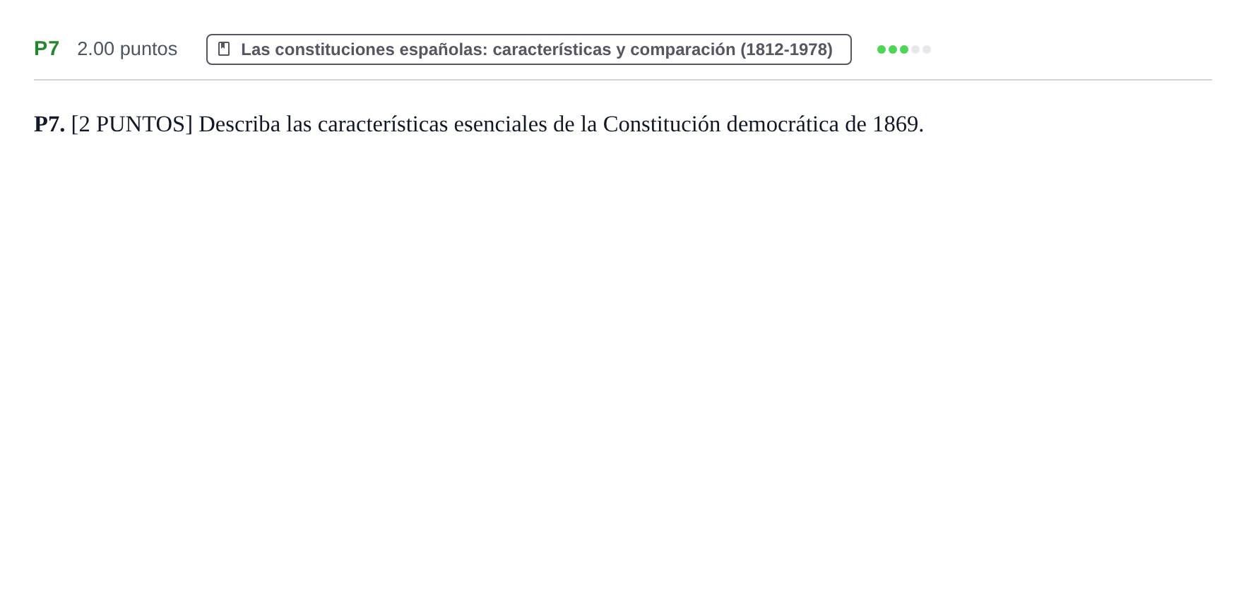 Enunciado: Ejercicio P7 · Historia de España PAU Cantabria Extraordinaria 2023