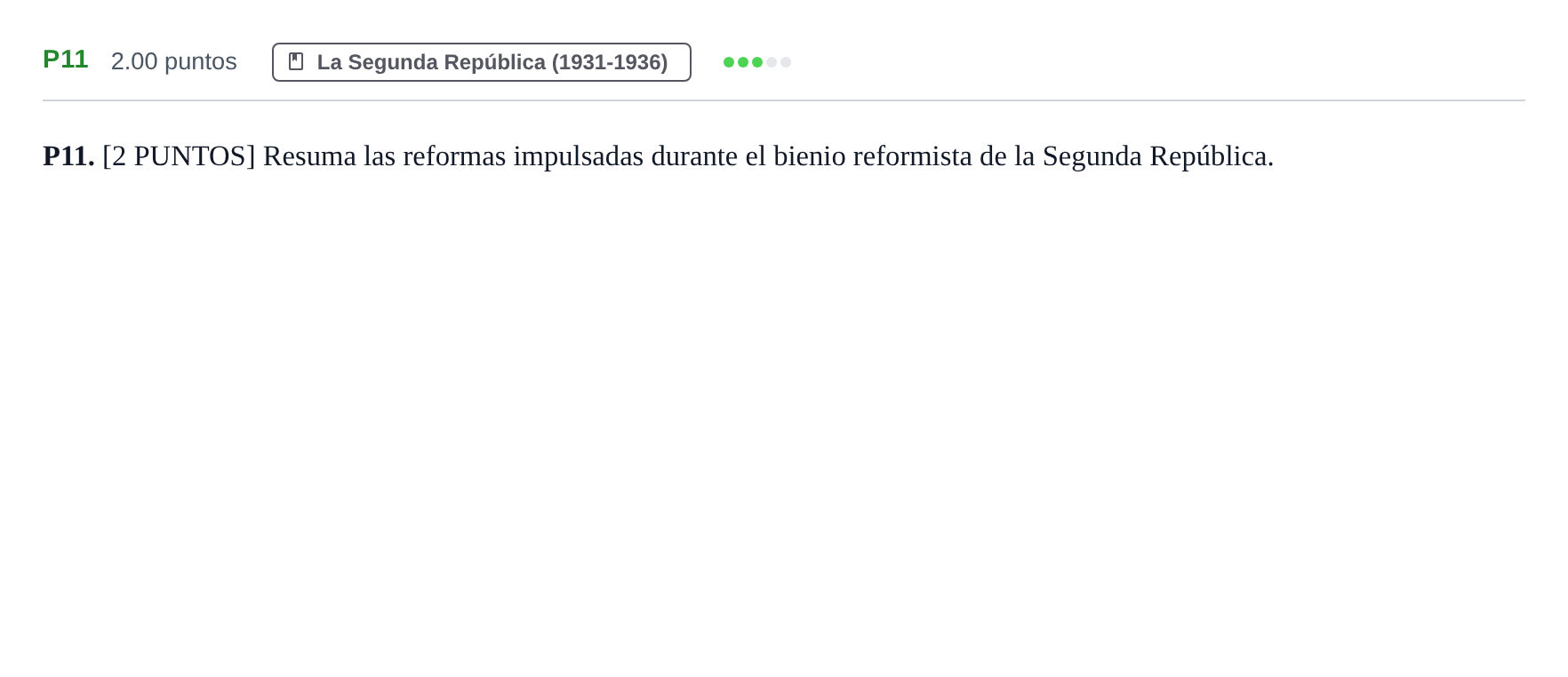Enunciado: Ejercicio P11 · Historia de España PAU Cantabria Ordinaria 2023
