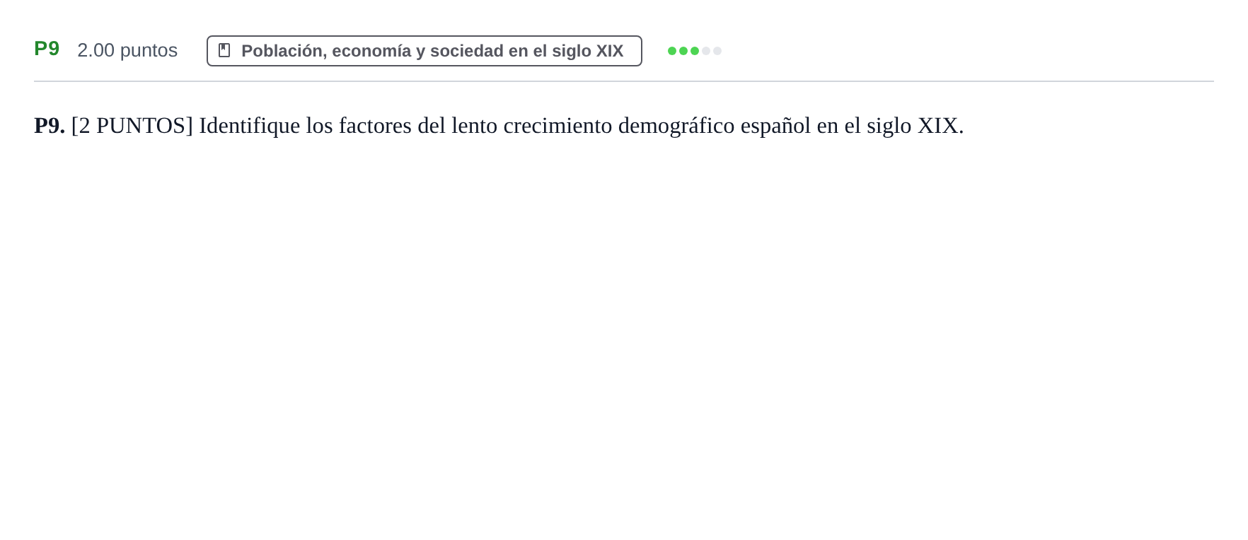 Enunciado: Ejercicio P9 · Historia de España PAU Cantabria Ordinaria 2023