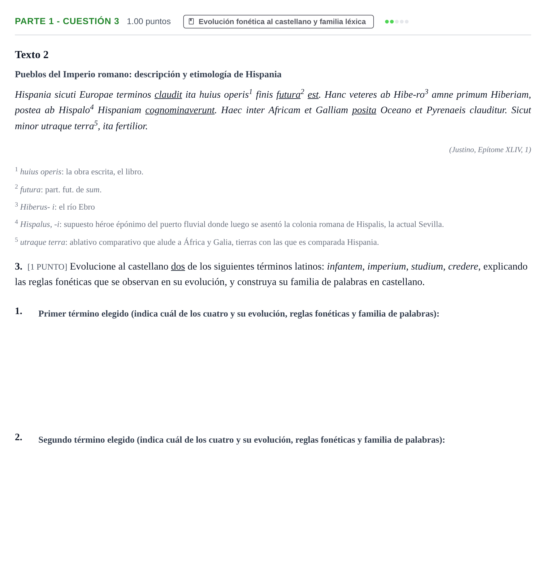 Enunciado: Ejercicio Parte 1 - Cuestión 3 · Latín II PAU Cantabria Ordinaria 2023