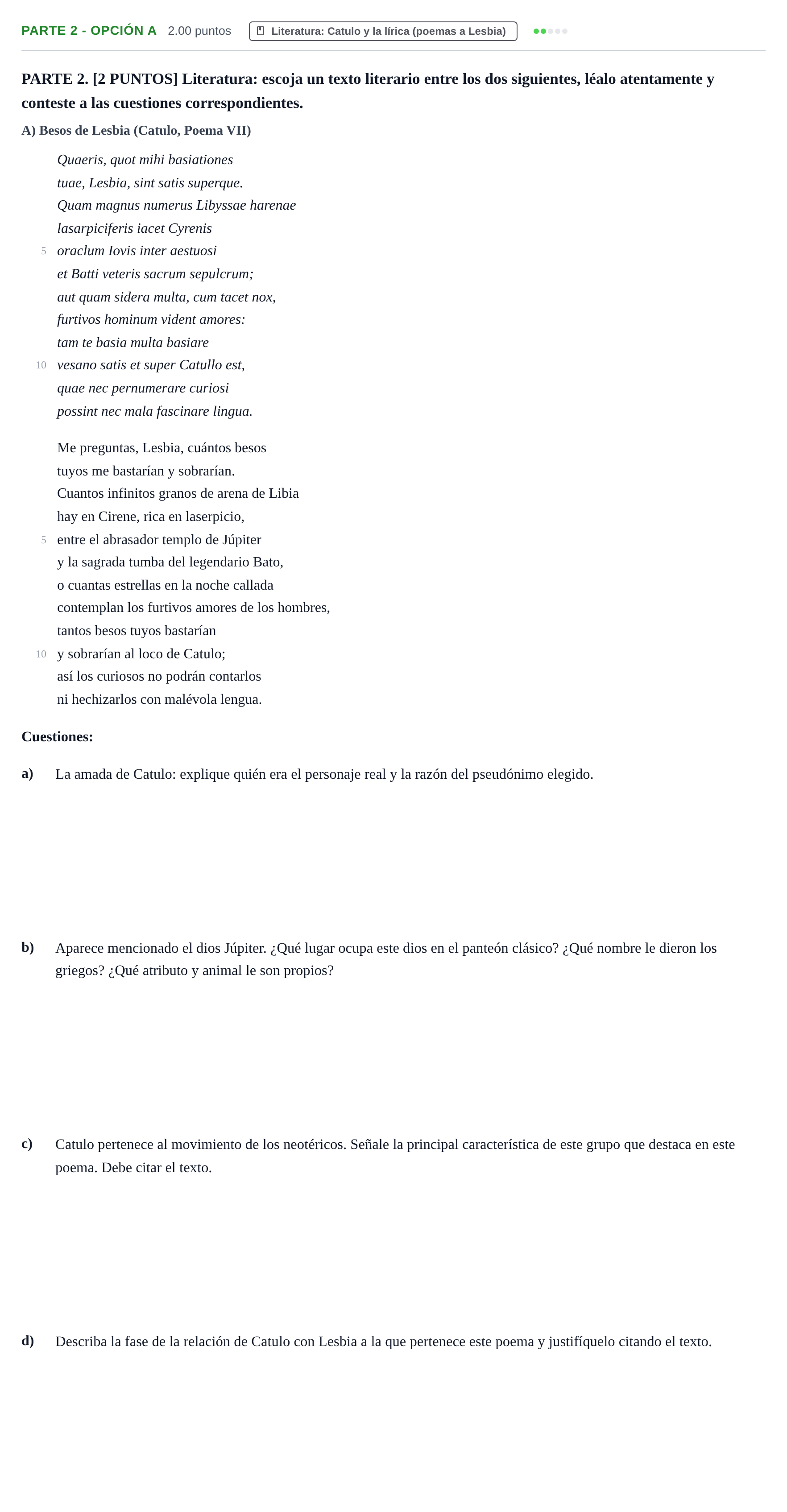 Enunciado: Ejercicio Parte 2 - Opción A · Latín II PAU Cantabria Ordinaria 2023