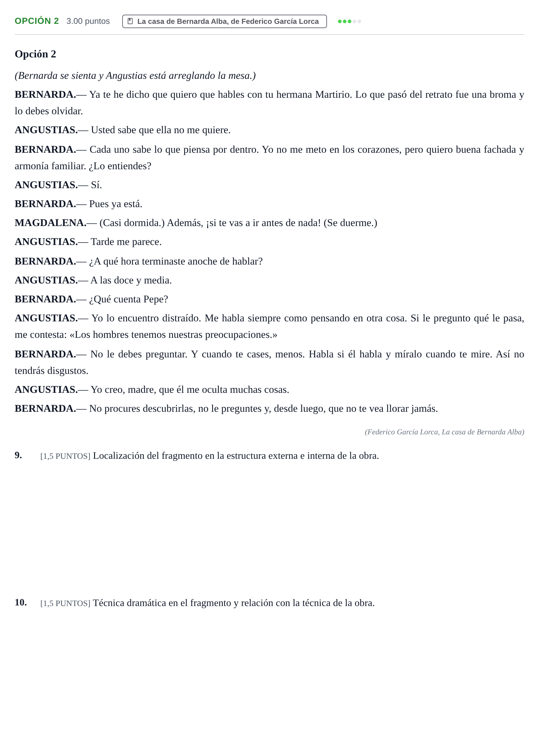 Enunciado: Opción 2 · Lengua Castellana y Literatura II PAU Cantabria Extraordinaria 2023