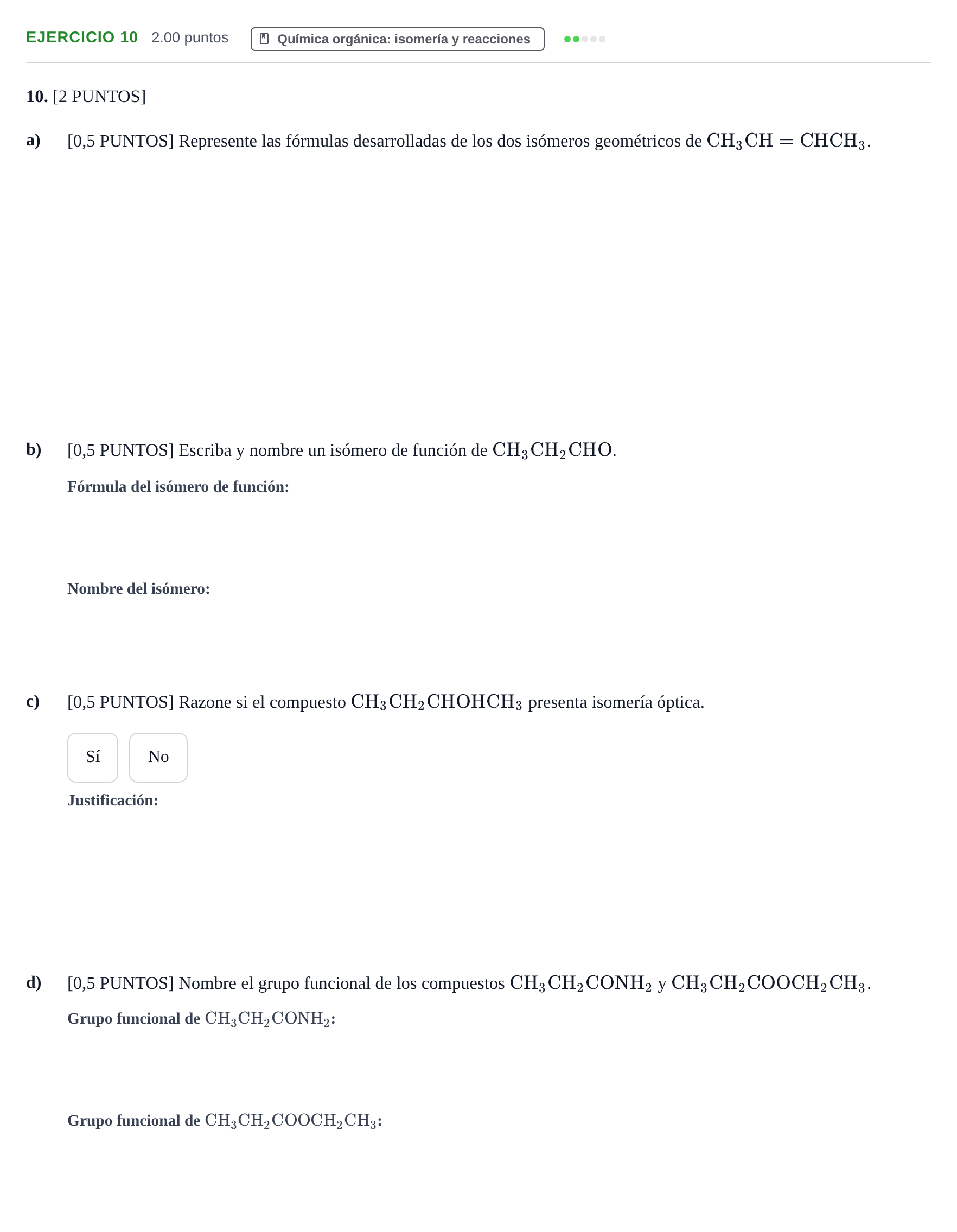Enunciado: Problema 10 · Química PAU Cantabria Ordinaria 2023