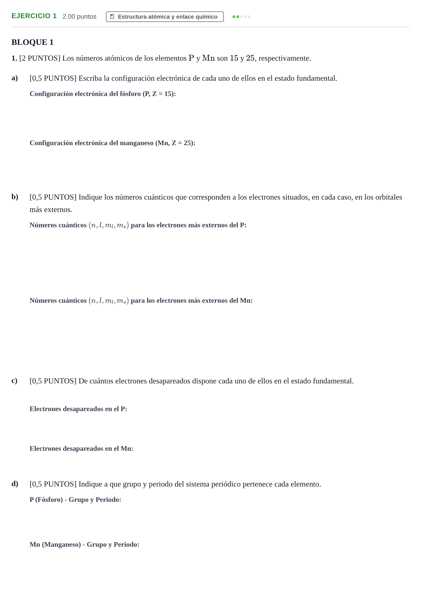 Enunciado: Problema 1 · Química PAU Cantabria Ordinaria 2023