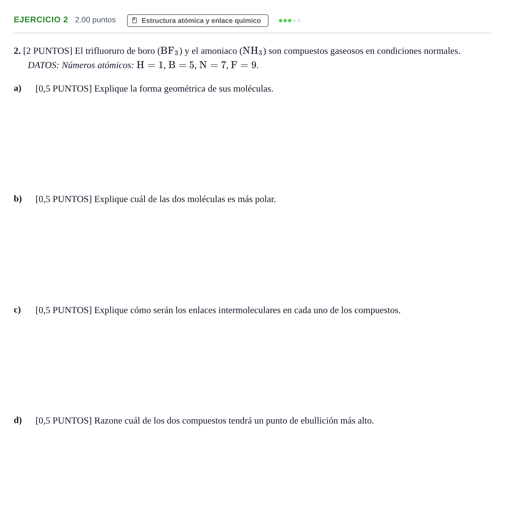 Enunciado: Problema 2 · Química PAU Cantabria Ordinaria 2023