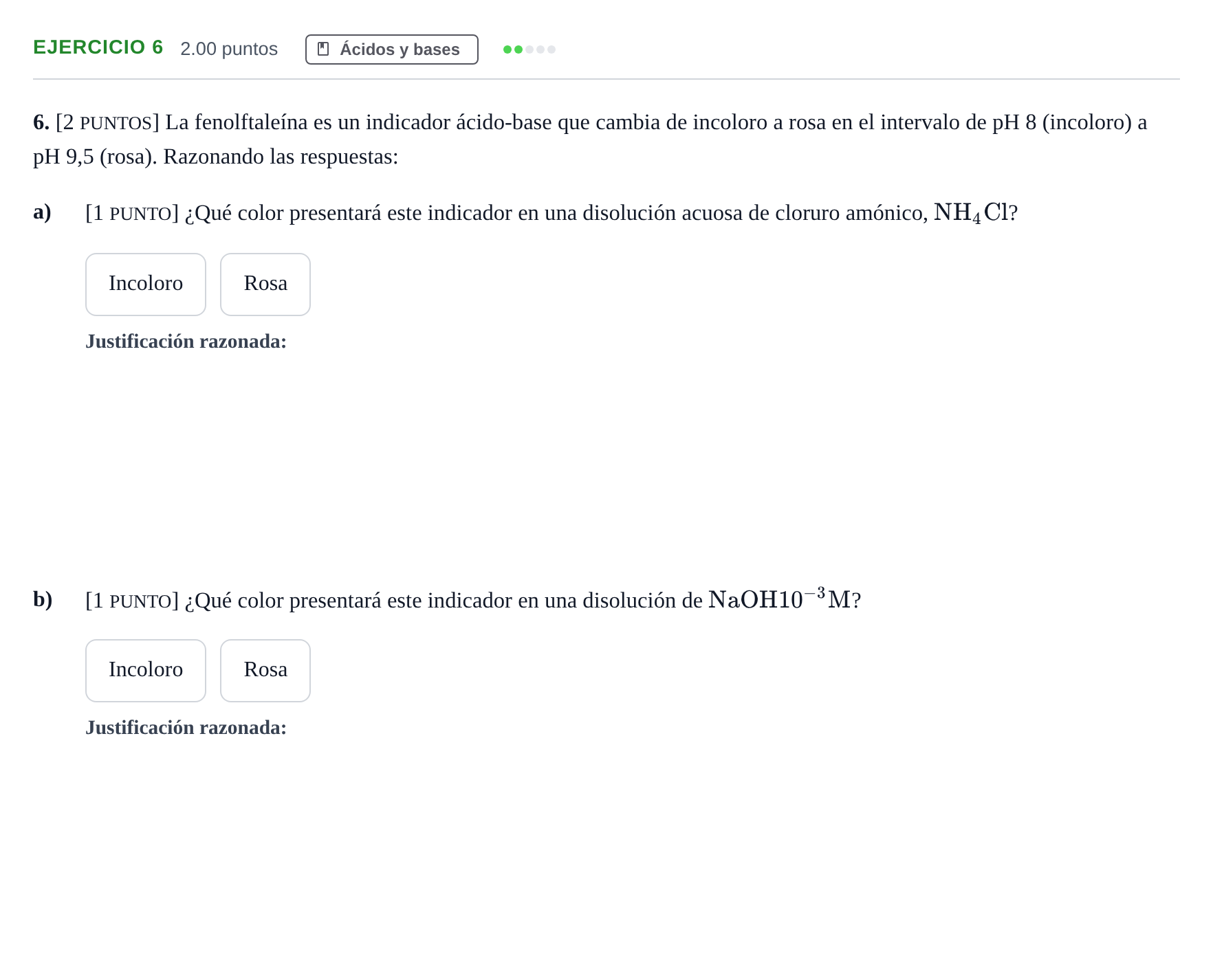 Enunciado: Problema 6 · Química PAU Cantabria Ordinaria 2023