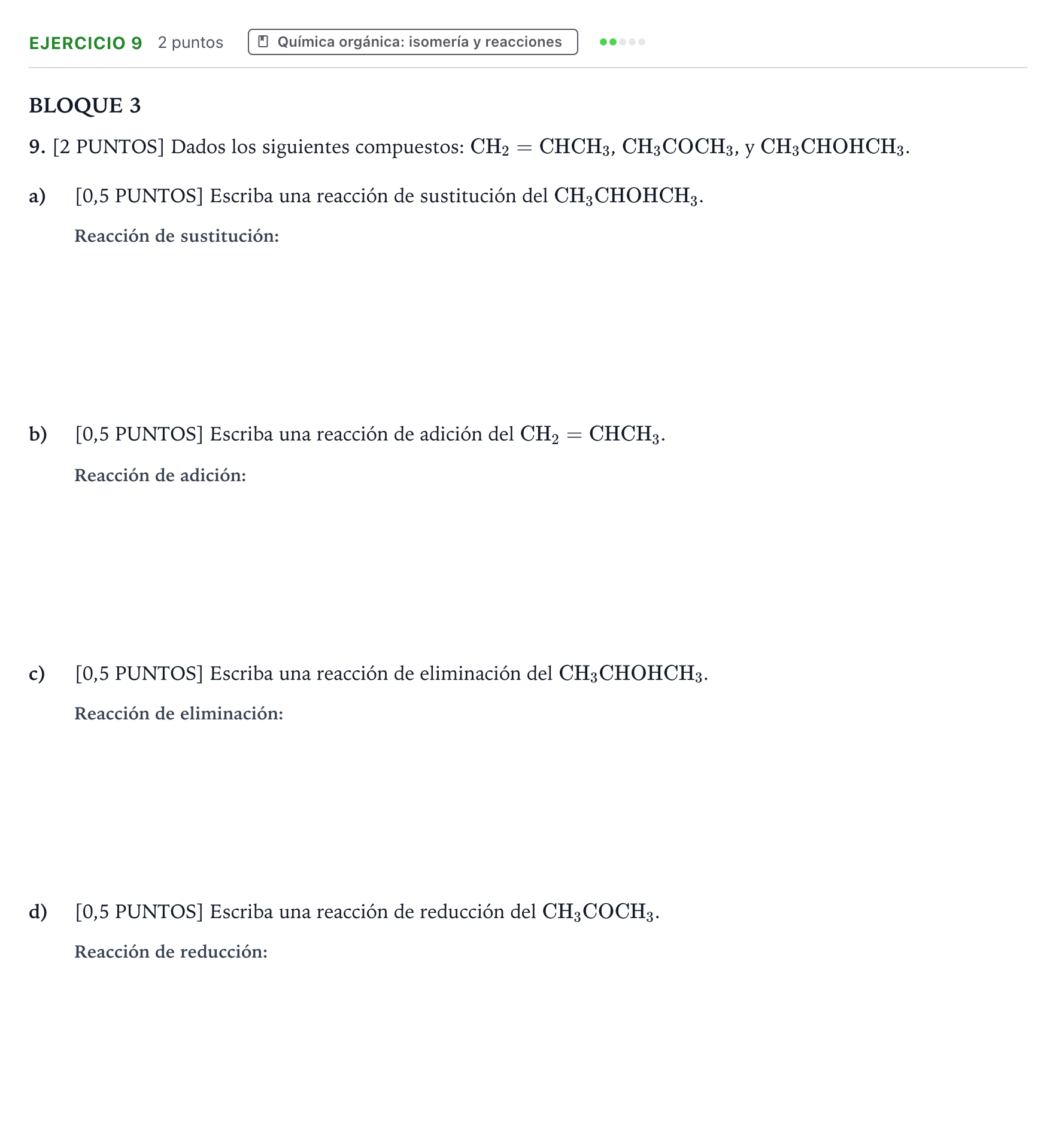 Enunciado: Problema 9 · Química PAU Cantabria Ordinaria 2023
