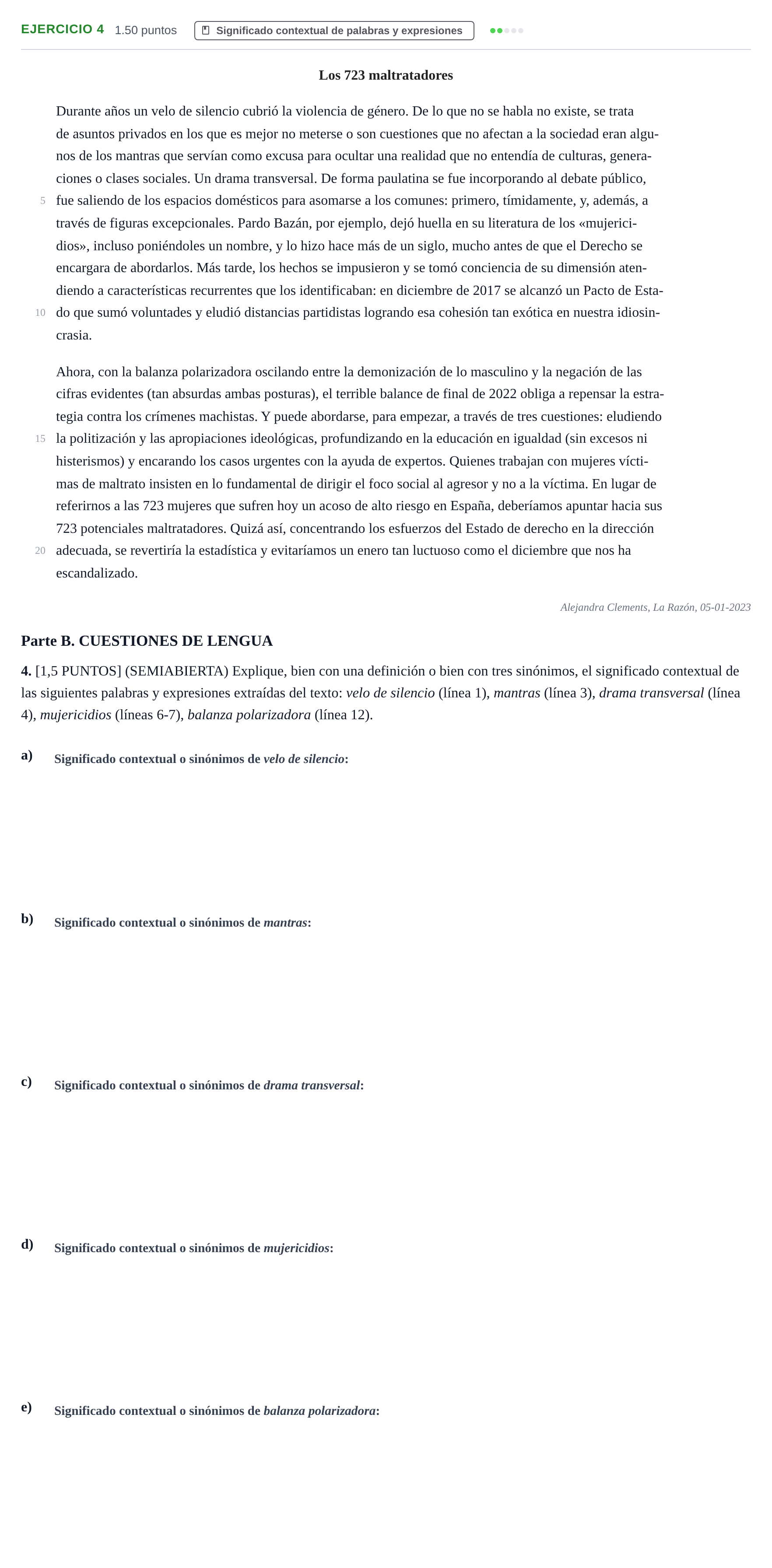 Enunciado: Problema 4 · Lengua Castellana y Literatura II PAU Cantabria Ordinaria 2023