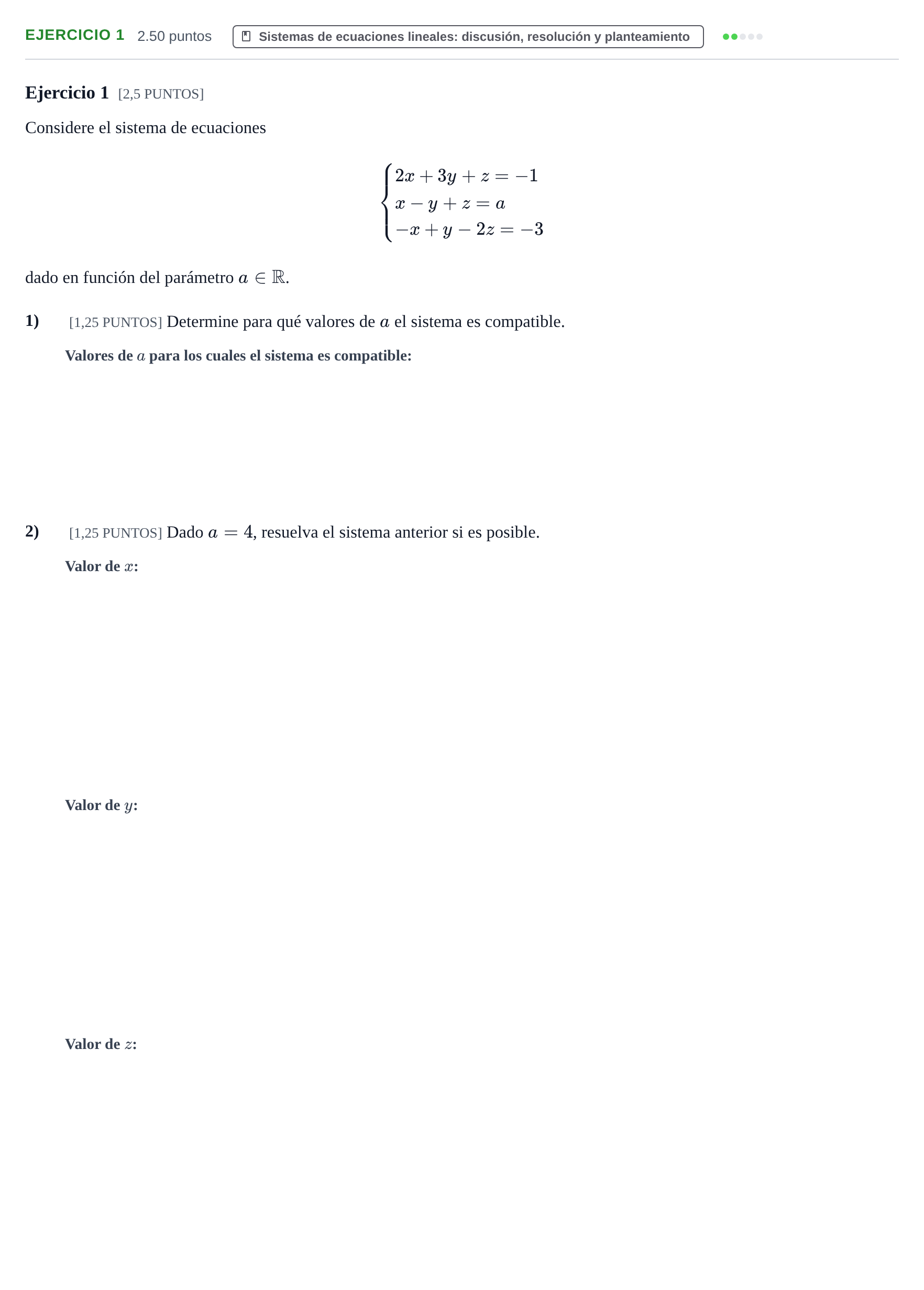 Enunciado: Ejercicio 1 · Matemáticas II PAU Cantabria Ordinaria 2023