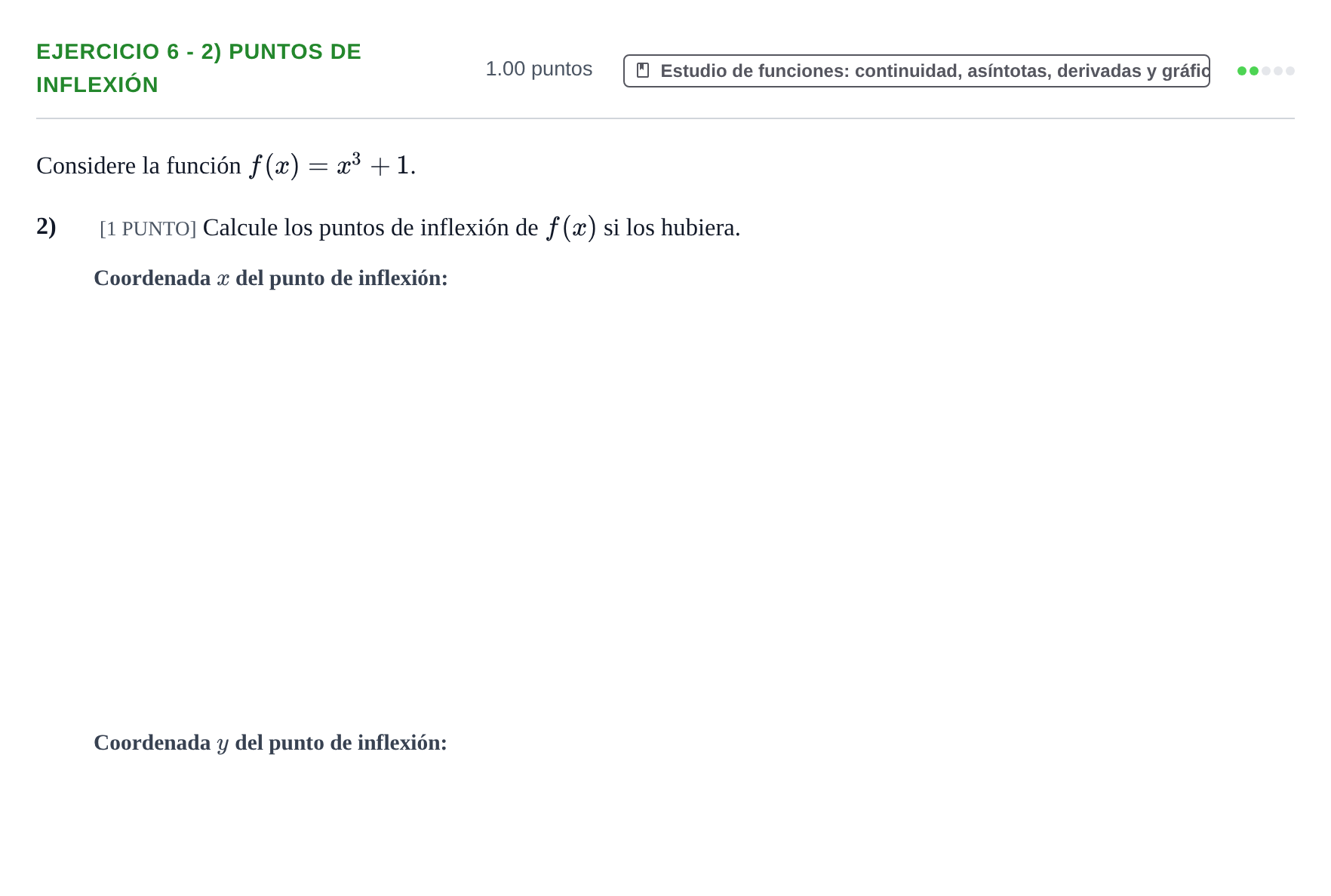 Enunciado: Ejercicio 6 - 2) Puntos de inflexión · Matemáticas II PAU Cantabria Ordinaria 2023