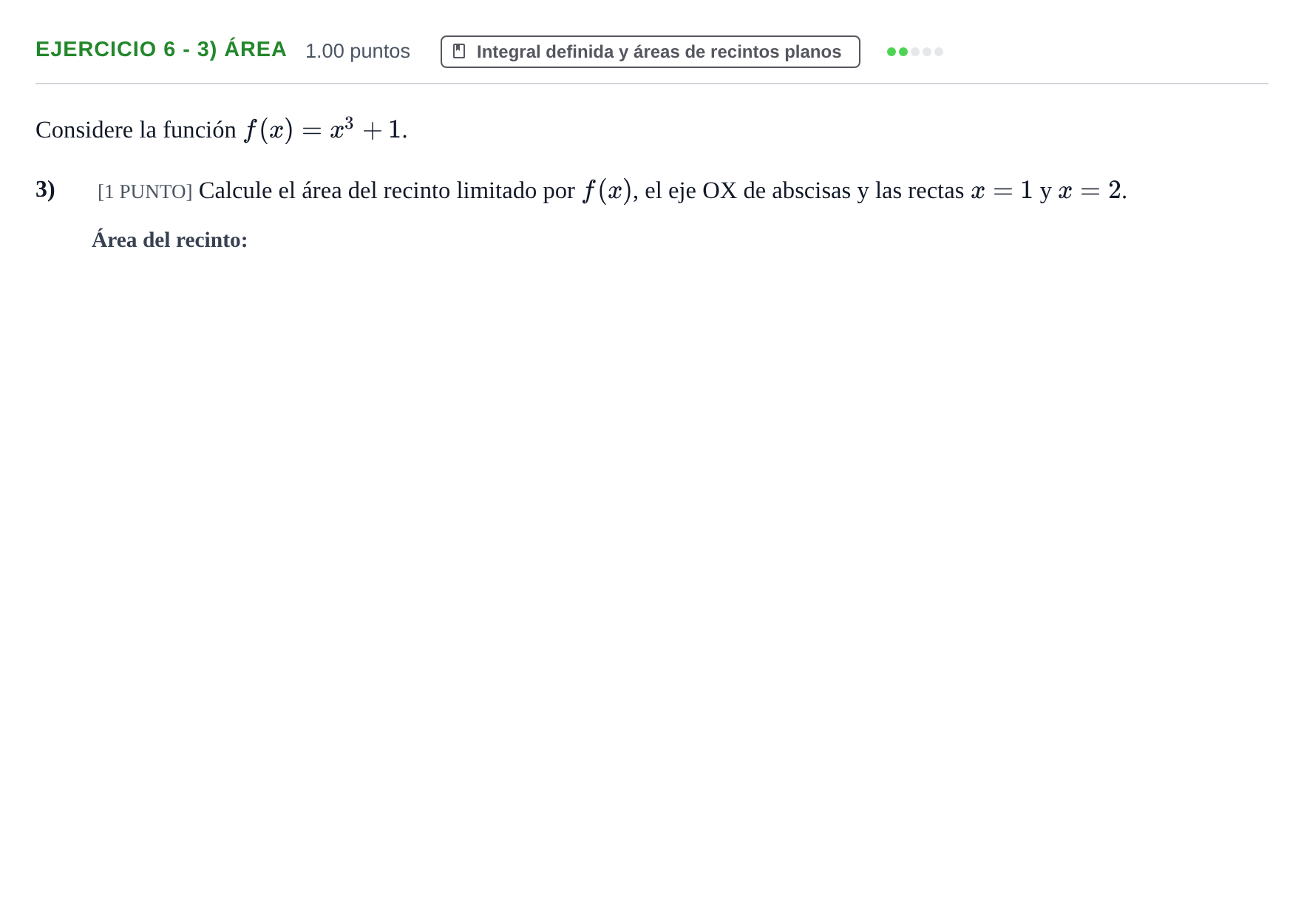 Enunciado: Ejercicio 6 - 3) Área · Matemáticas II PAU Cantabria Ordinaria 2023