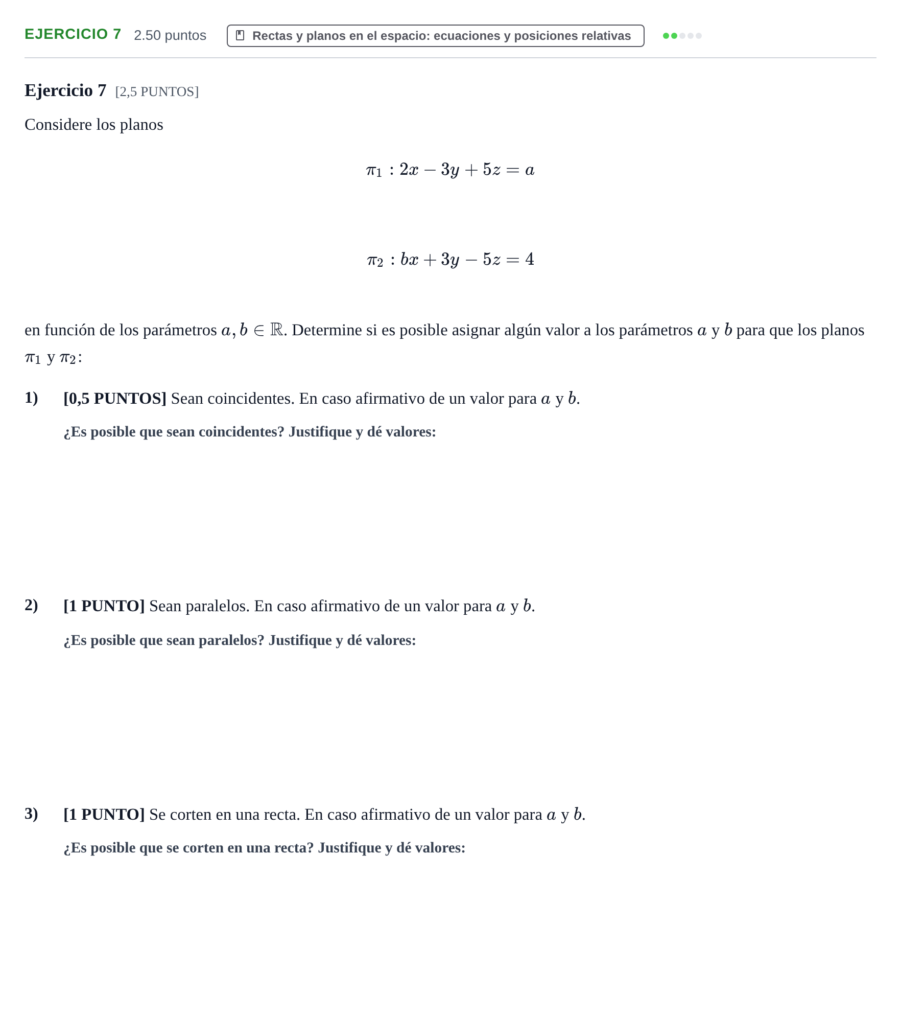 Enunciado: Ejercicio 7 · Matemáticas II PAU Cantabria Ordinaria 2023