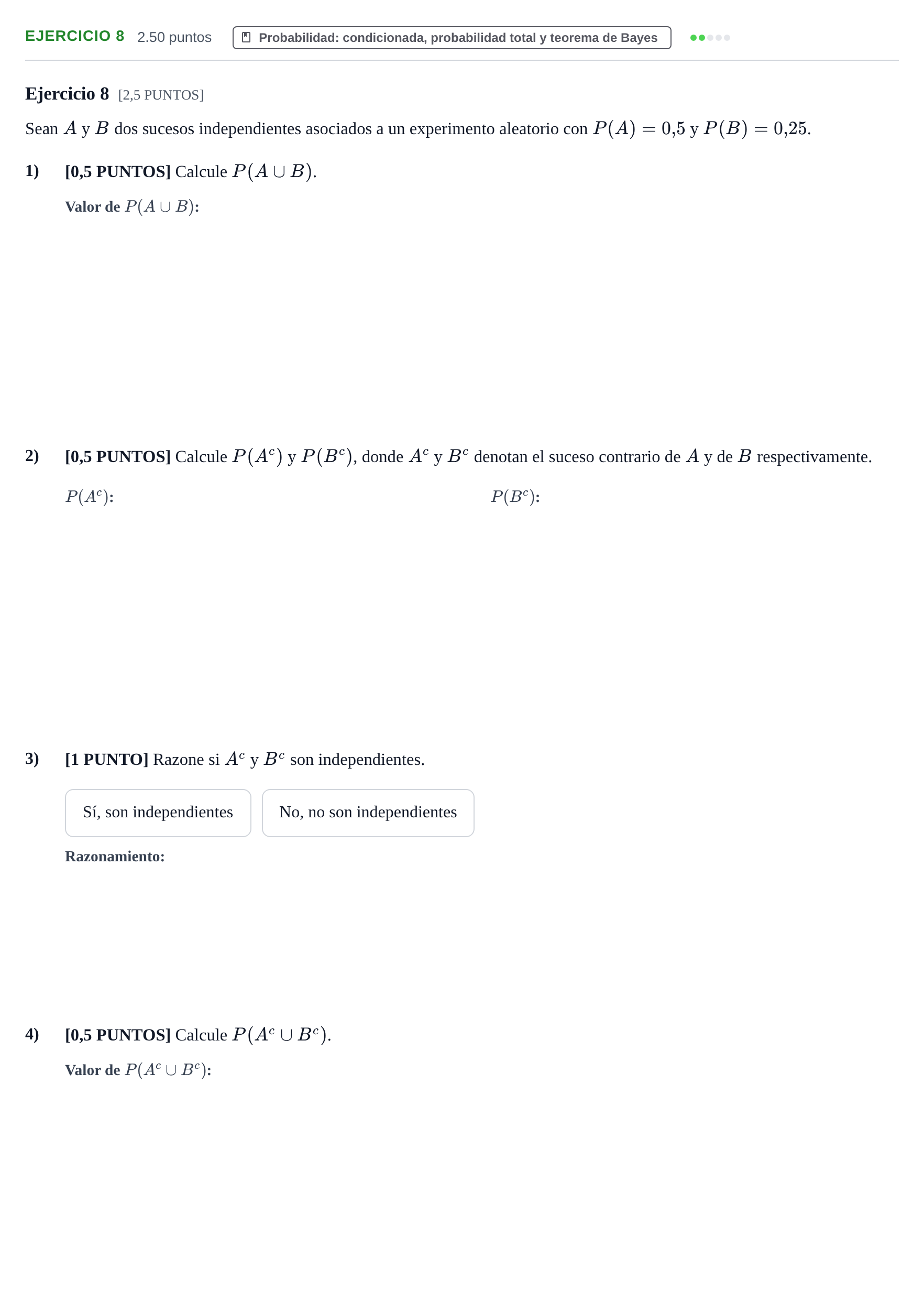 Enunciado: Ejercicio 8 · Matemáticas II PAU Cantabria Ordinaria 2023