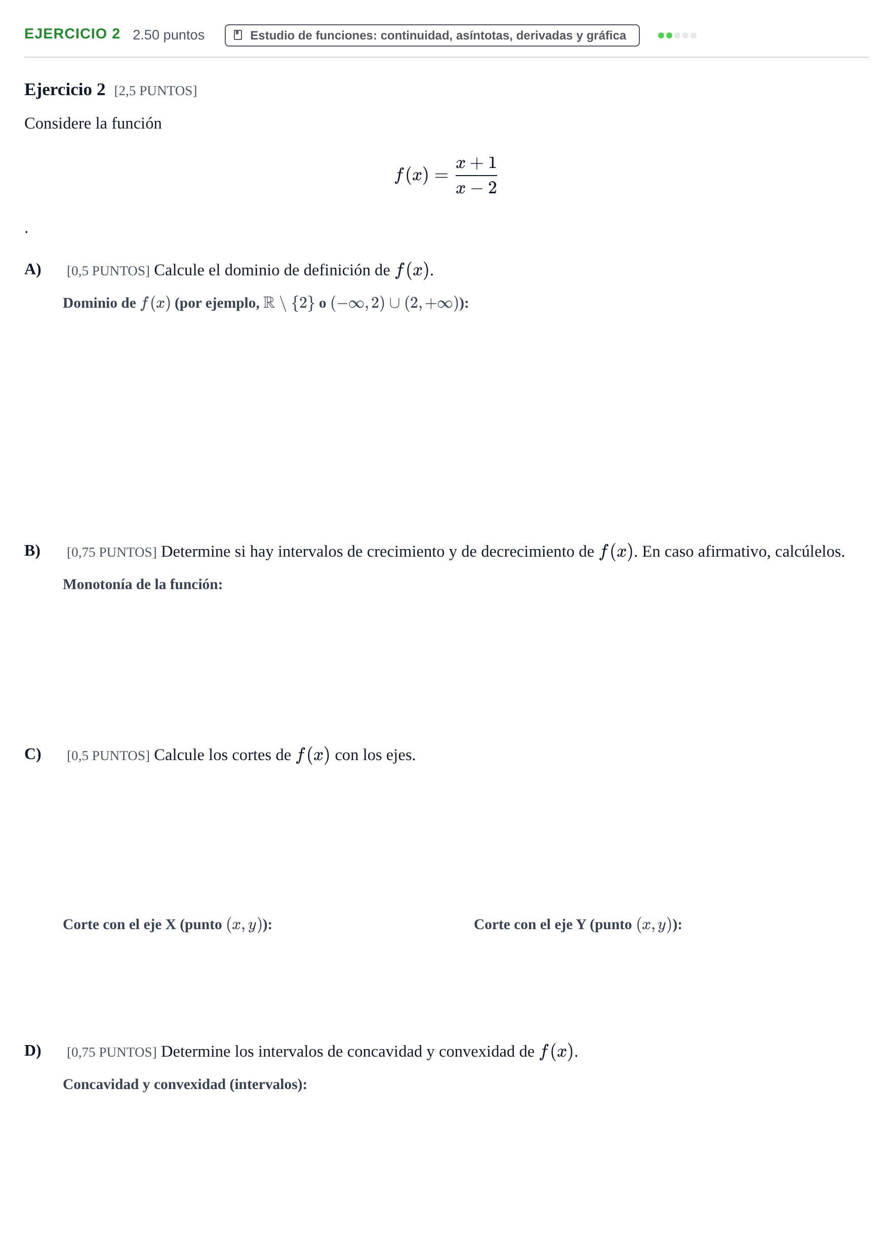 Enunciado: Ejercicio 2 · Matemáticas II PAU Cantabria Extraordinaria 2023