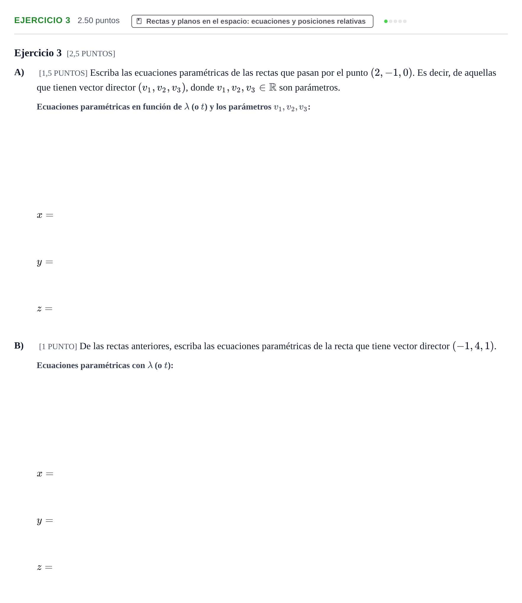 Enunciado: Ejercicio 3 · Matemáticas II PAU Cantabria Extraordinaria 2023