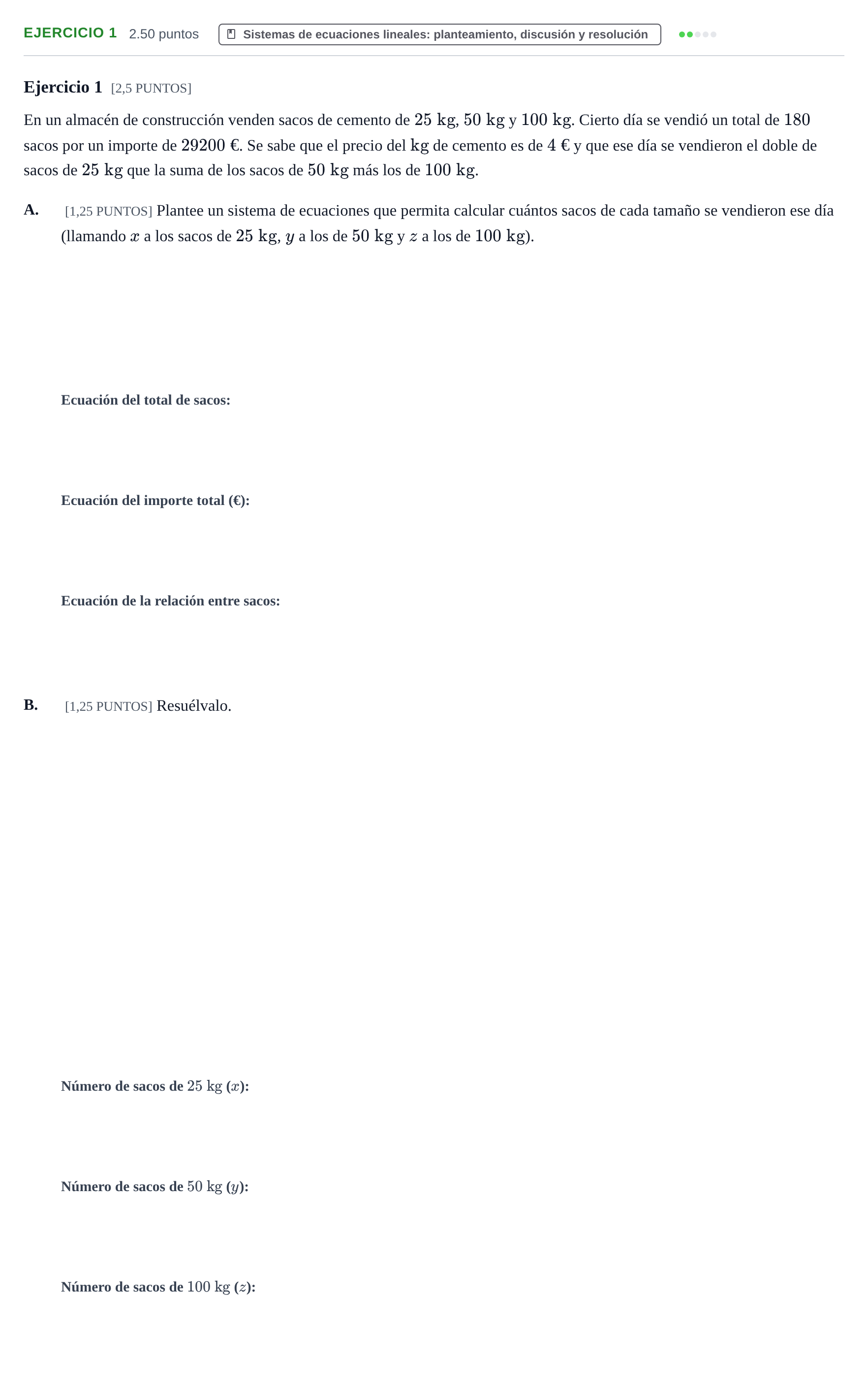 Enunciado: Ejercicio 1 · Matemáticas aplicadas a las Ciencias Sociales II PAU Cantabria Ordinaria 2023