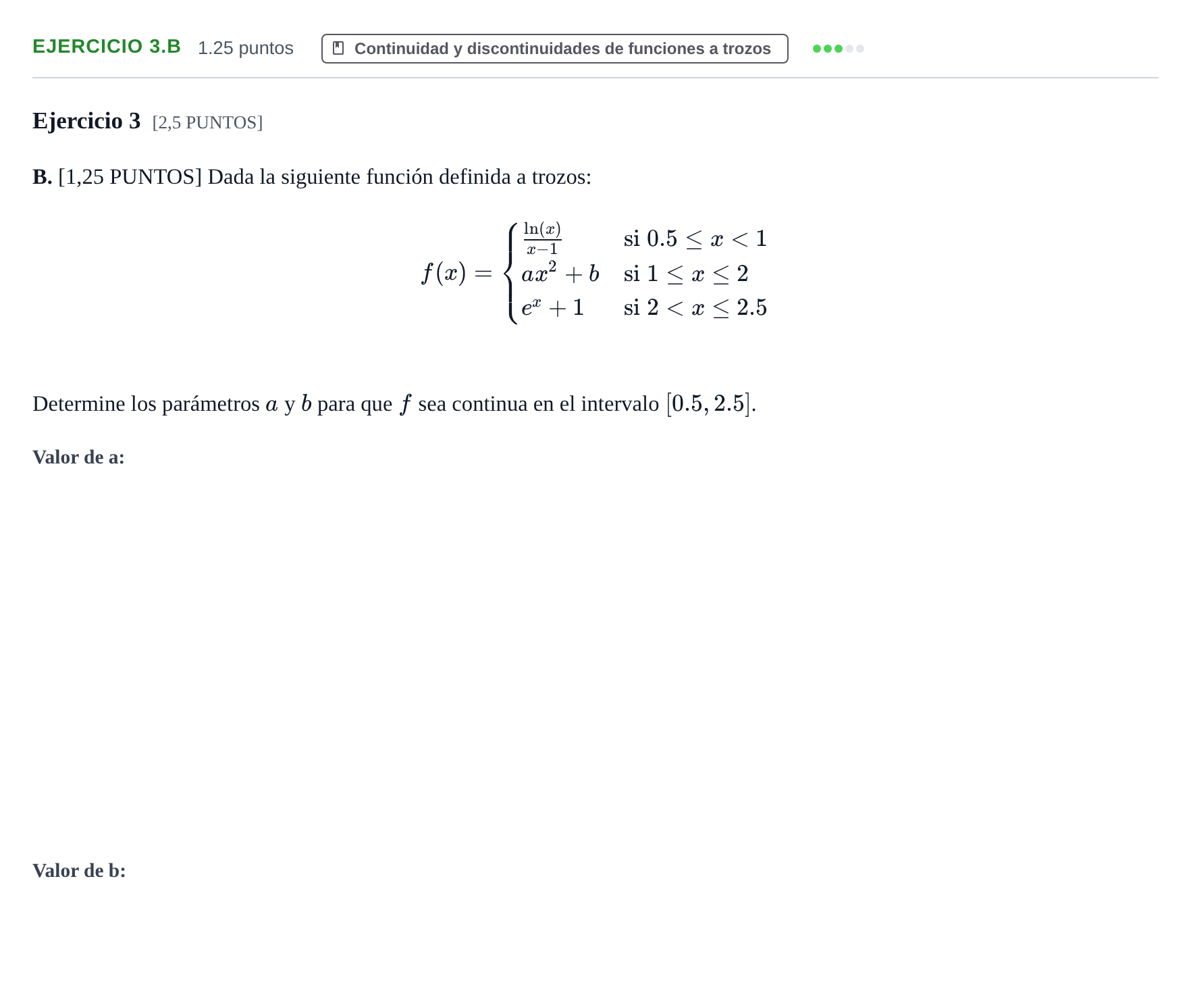 Enunciado: Ejercicio 3.B - Continuidad · Matemáticas aplicadas a las Ciencias Sociales II PAU Cantabria Ordinaria 2023