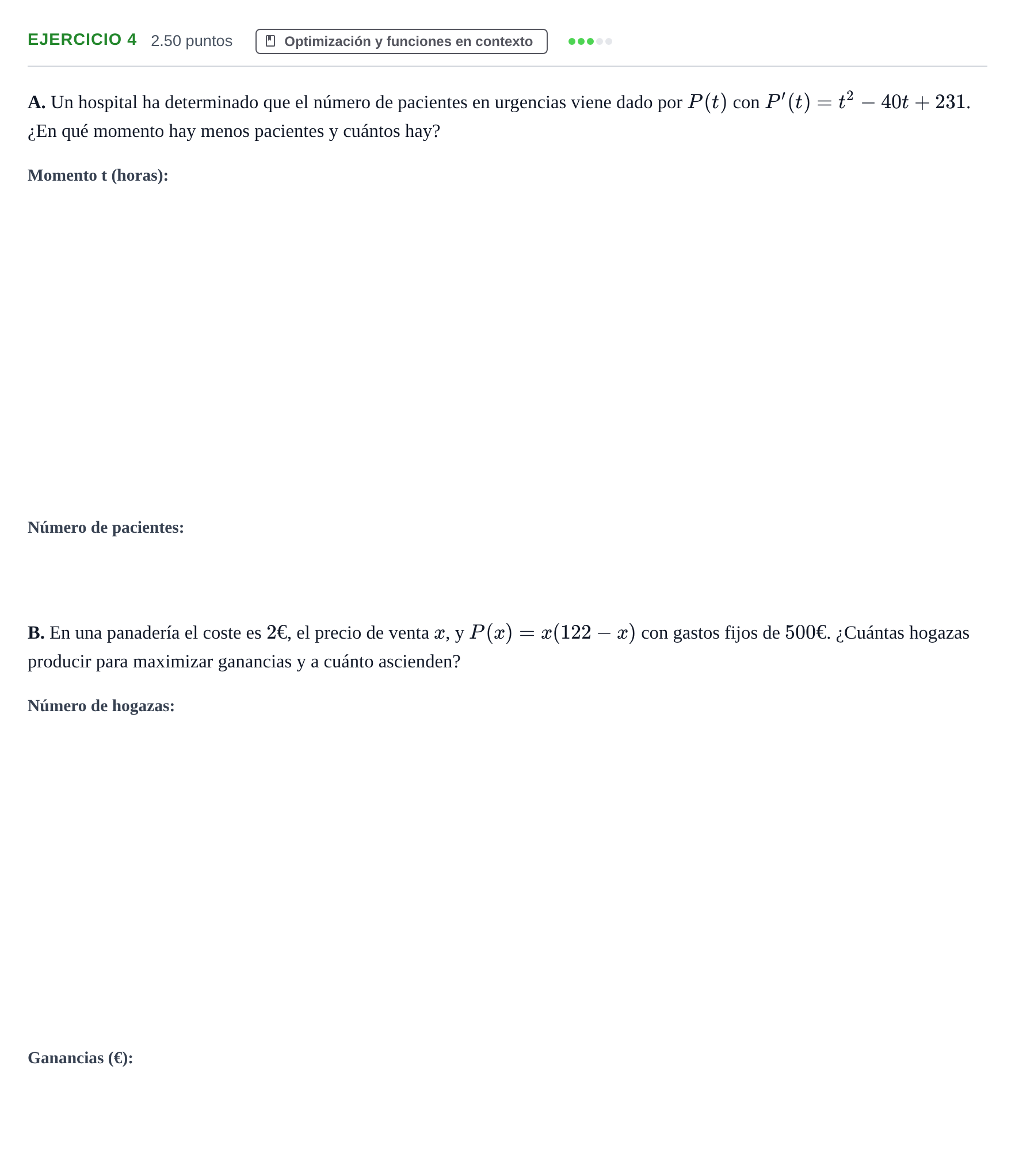 Enunciado: Ejercicio 4 · Matemáticas aplicadas a las Ciencias Sociales II PAU Cantabria Ordinaria 2023