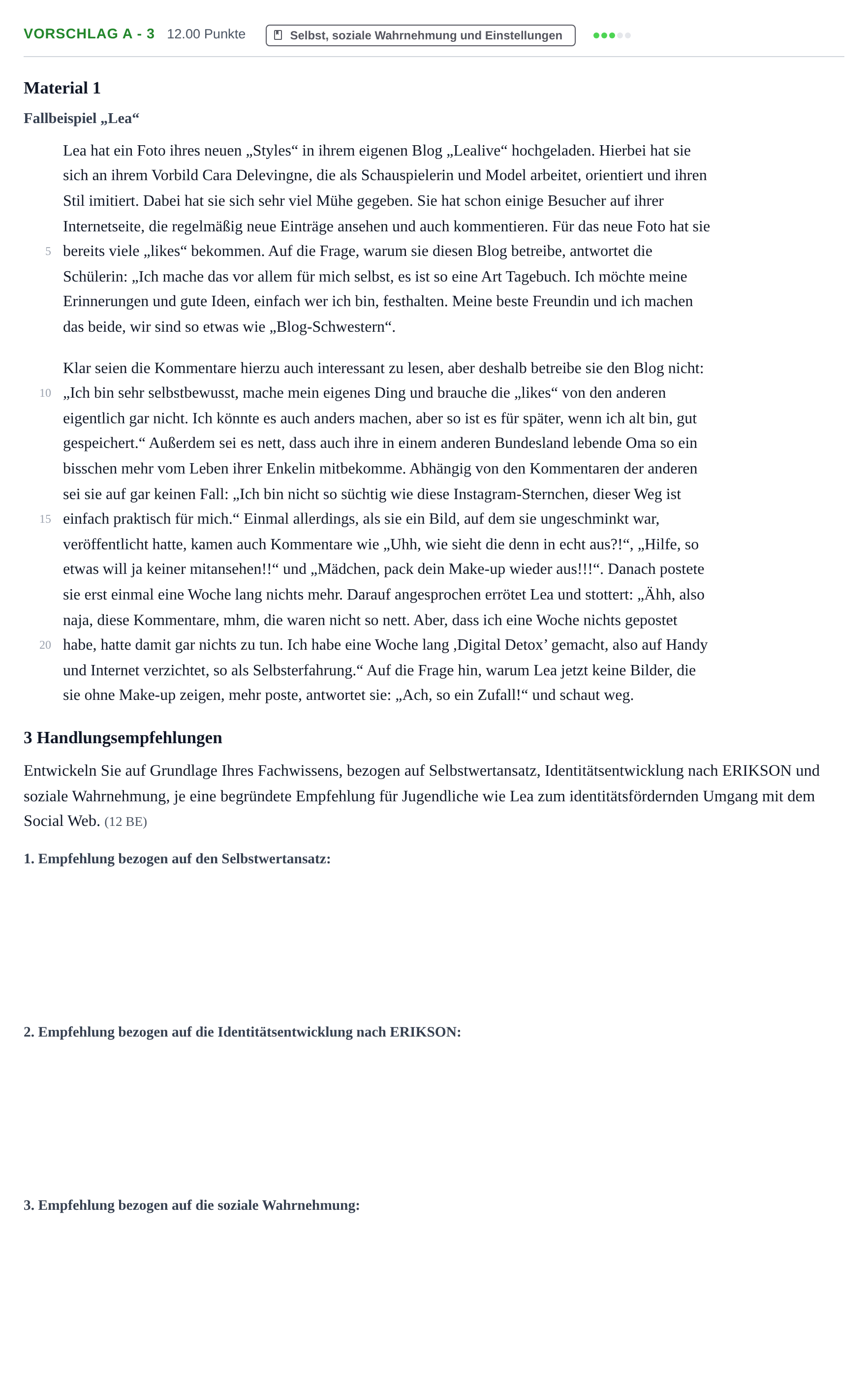 Aufgabenstellung: Aufgabe Vorschlag A - 3 · Abitur Hessen Psychologie GK 2021