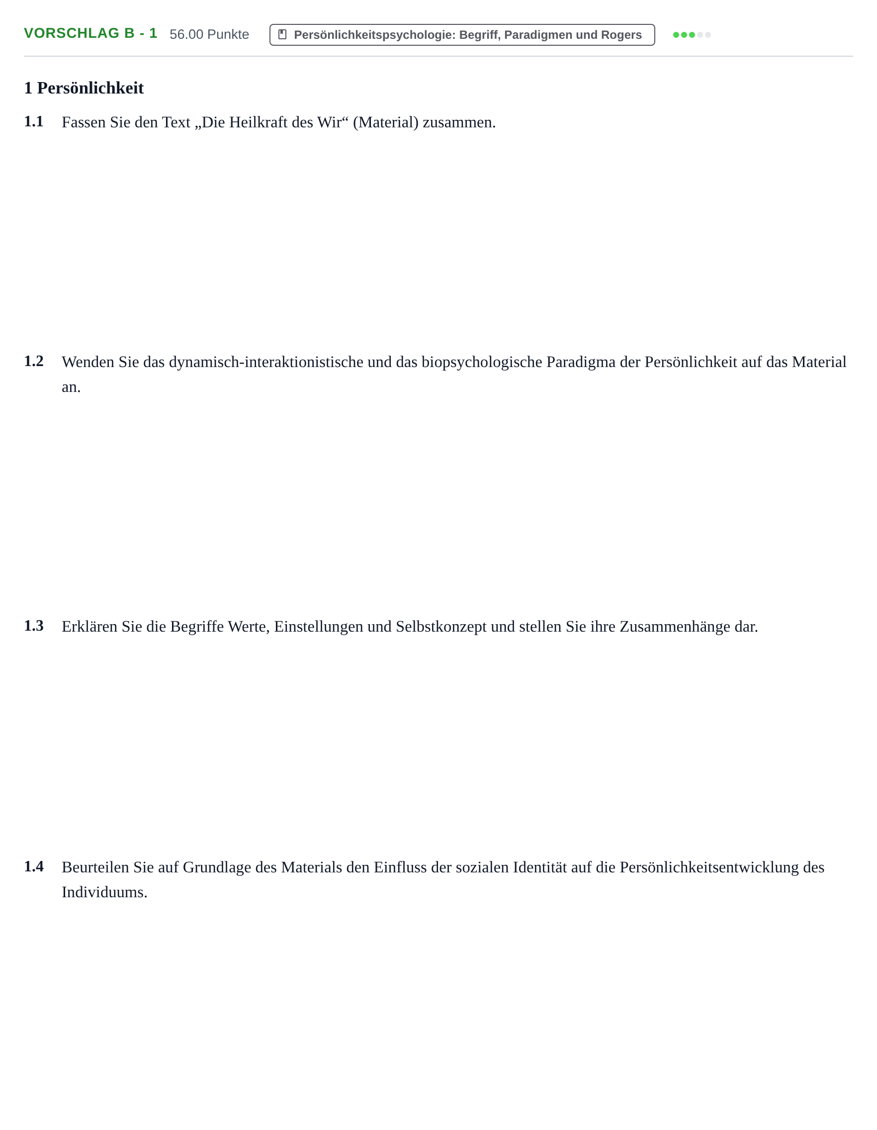 Aufgabenstellung: Aufgabe Vorschlag B - 1 · Abitur Hessen Psychologie GK 2021