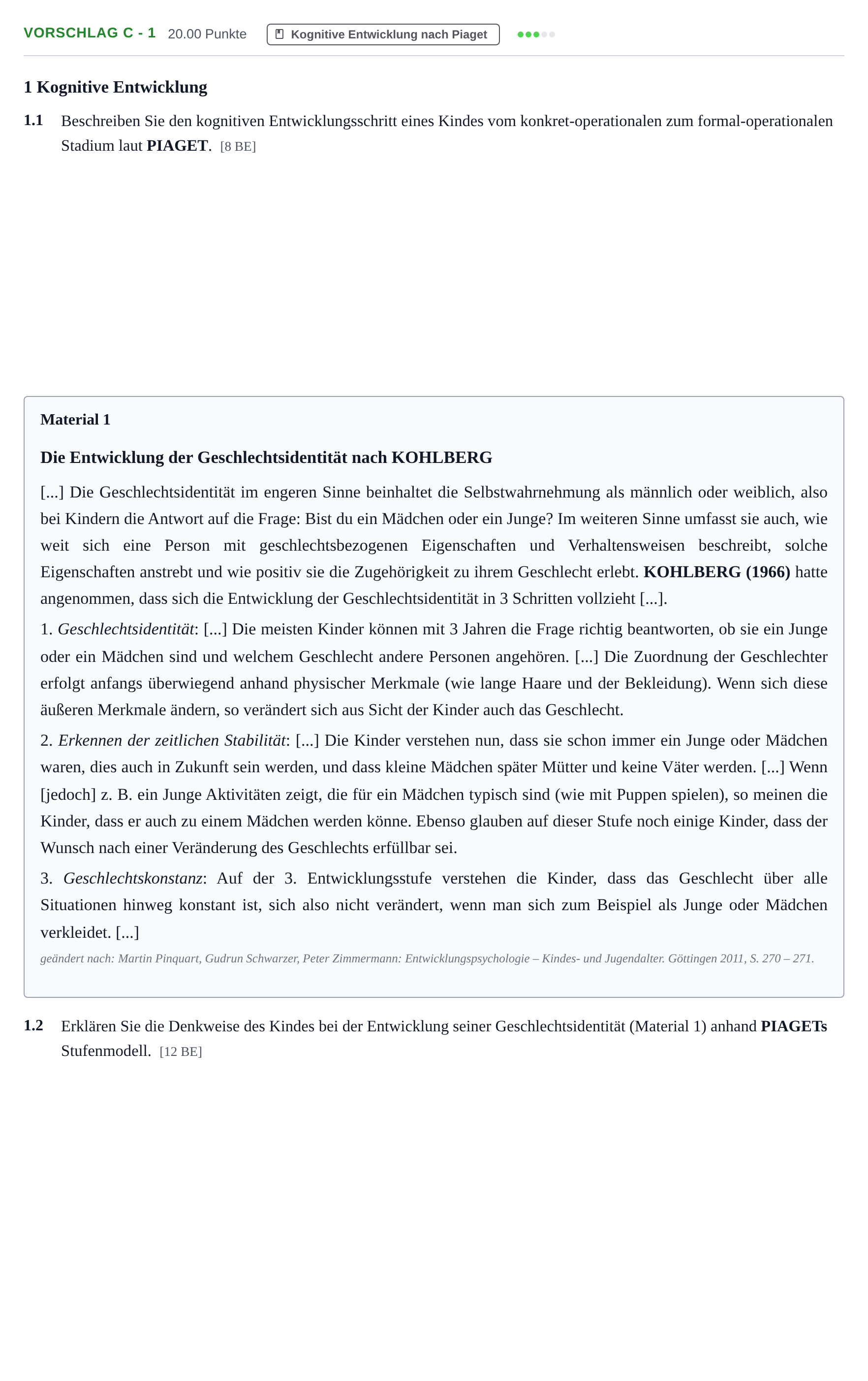 Aufgabenstellung: Aufgabe Vorschlag C - 1 · Abitur Hessen Psychologie GK 2021
