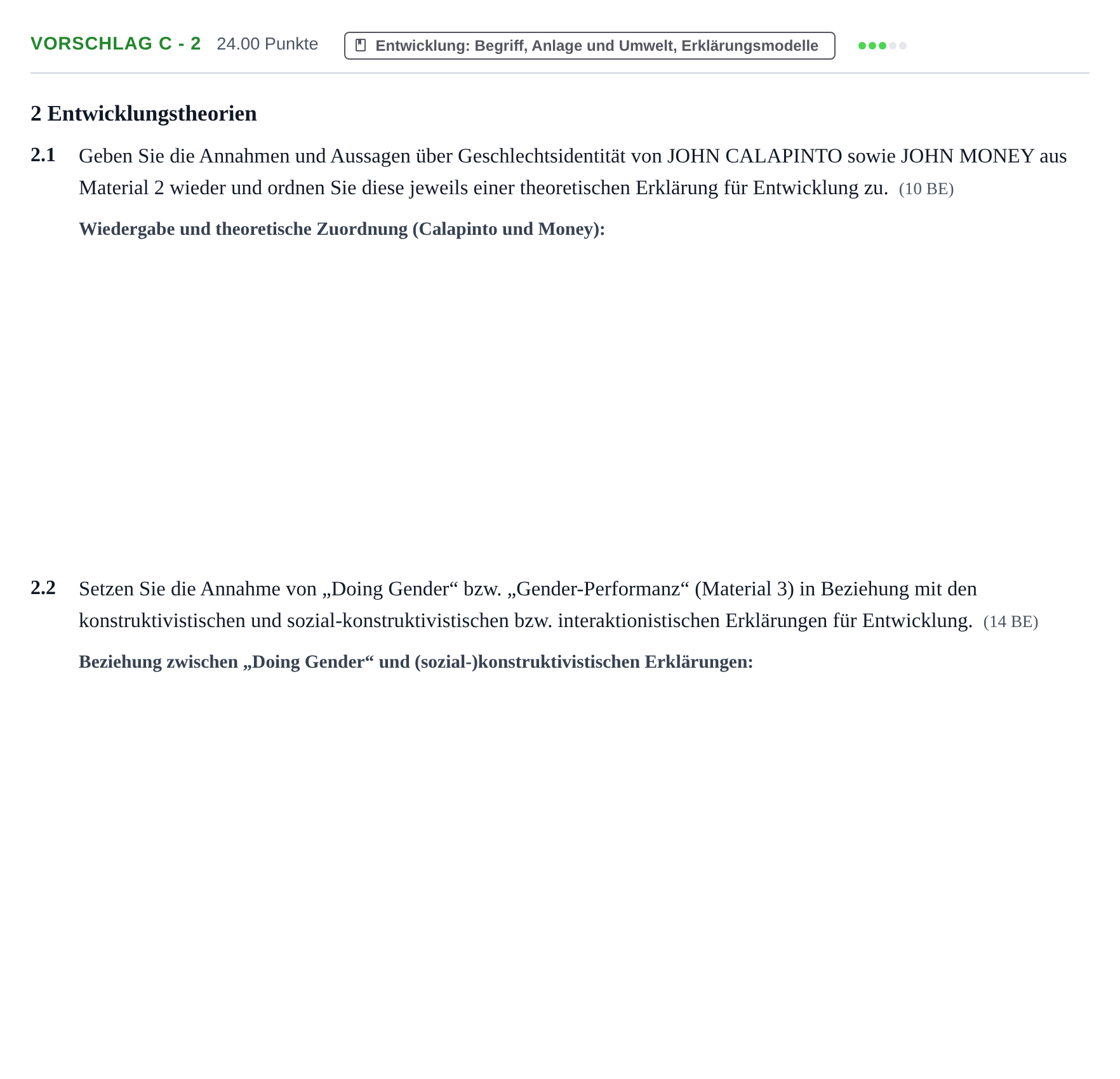 Aufgabenstellung: Aufgabe Vorschlag C - 2 · Abitur Hessen Psychologie GK 2021