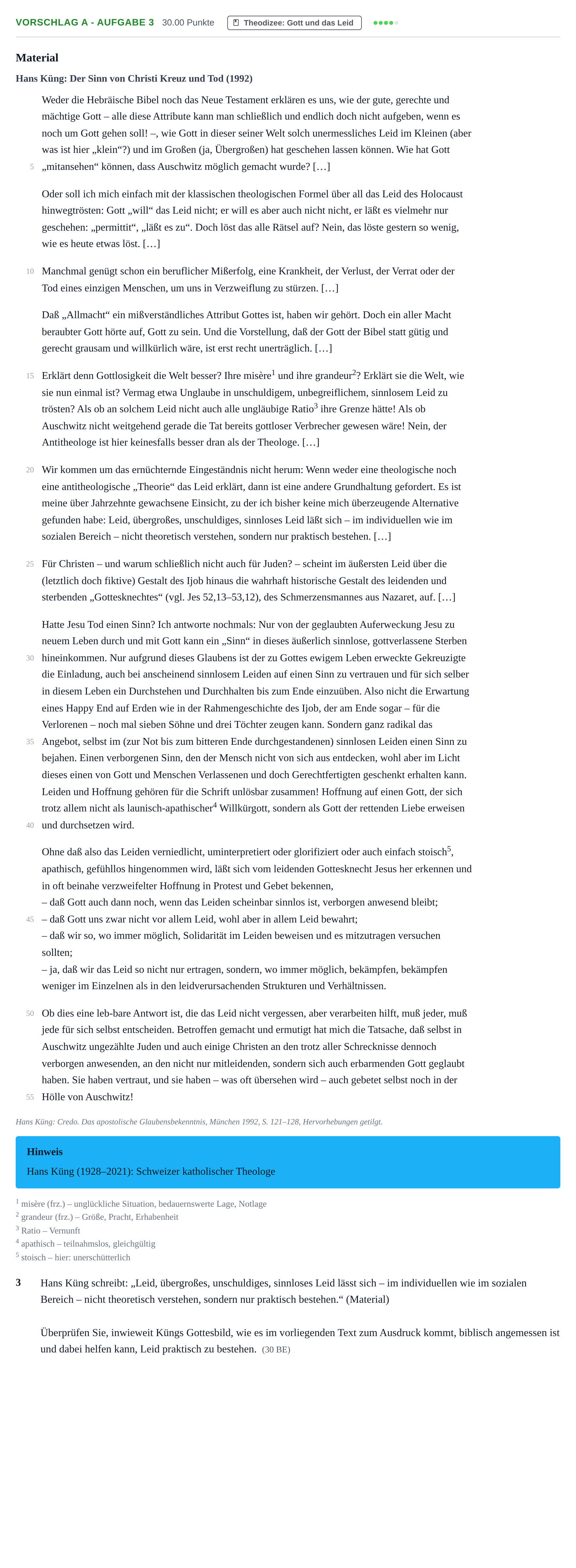 Aufgabenstellung: Aufgabe Vorschlag A - Aufgabe 3 · Abitur Hessen Evangelische Religion GK 2021