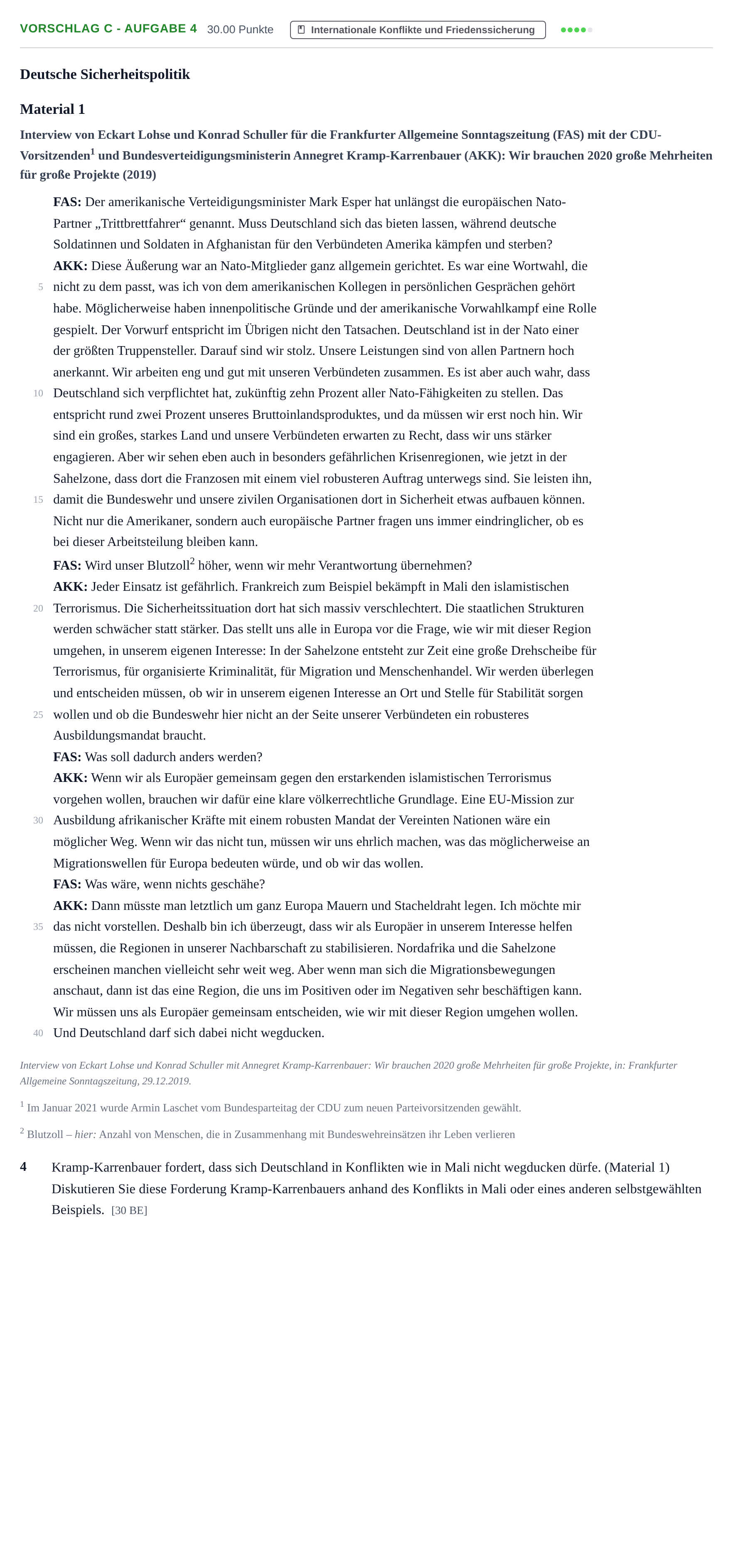 Aufgabenstellung: Aufgabe Vorschlag C - Aufgabe 4 · Abitur Hessen Politik und Wirtschaft GK 2021