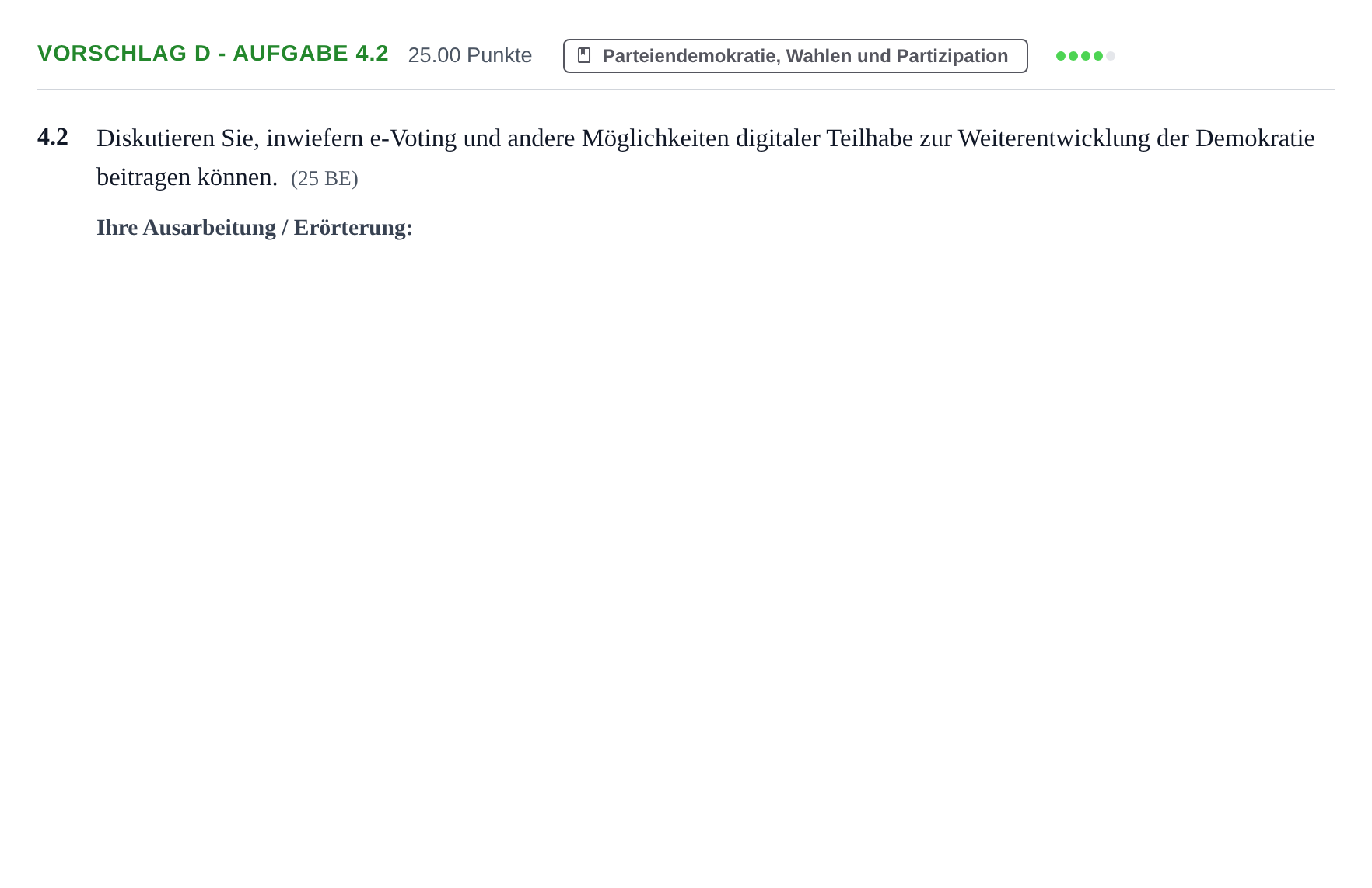 Aufgabenstellung: Aufgabe Vorschlag D - Aufgabe 4.2 · Abitur Hessen Politik und Wirtschaft GK 2021