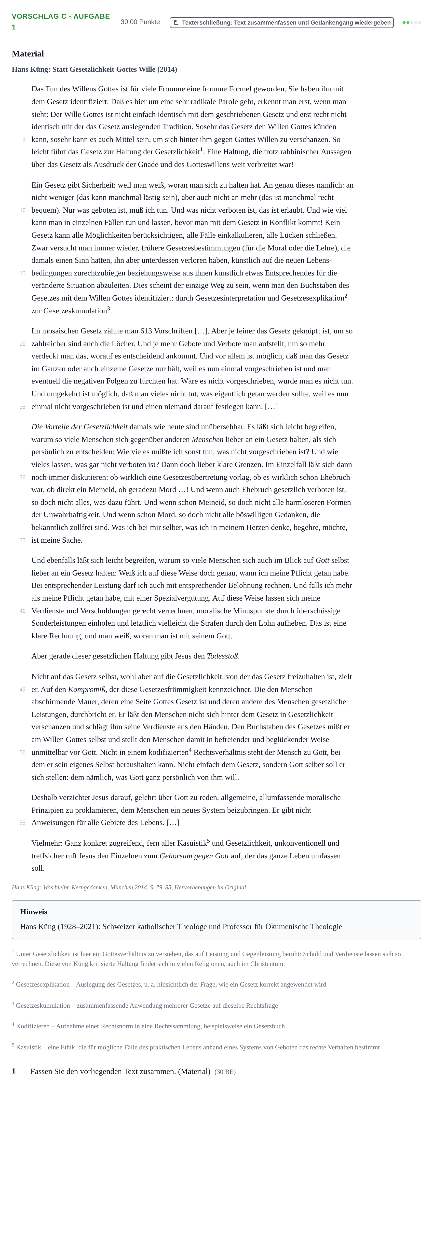 Aufgabenstellung: Aufgabe Vorschlag C - Aufgabe 1 · Abitur Hessen Evangelische Religion LK 2021