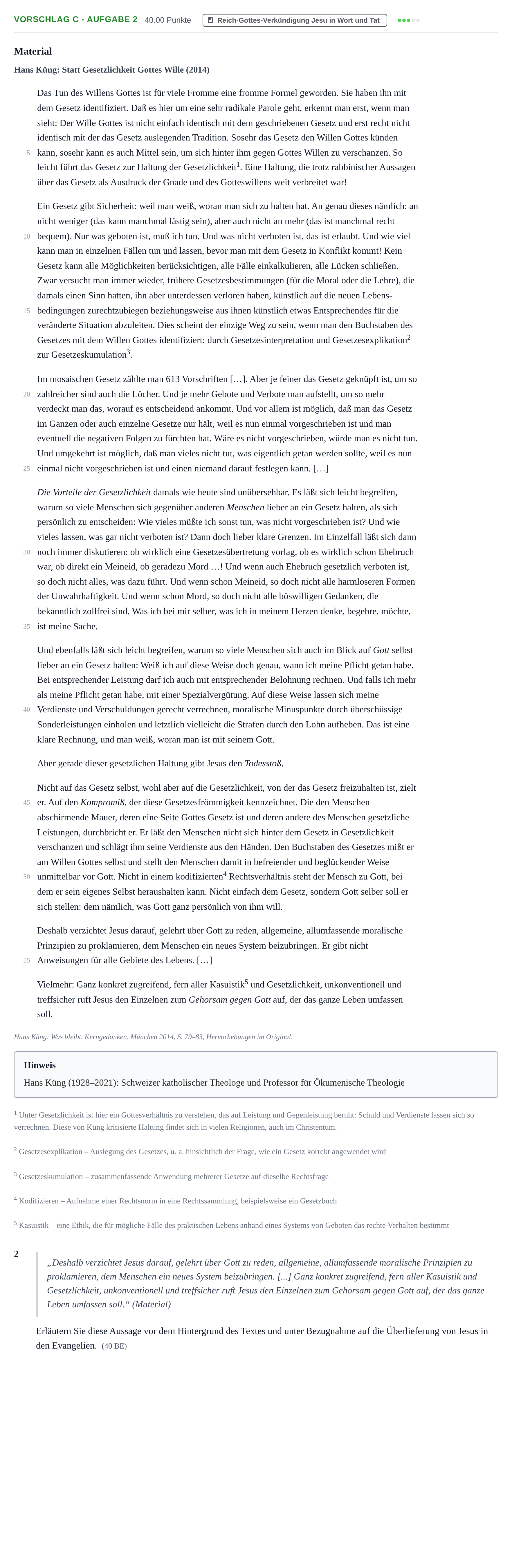 Aufgabenstellung: Aufgabe Vorschlag C - Aufgabe 2 · Abitur Hessen Evangelische Religion LK 2021