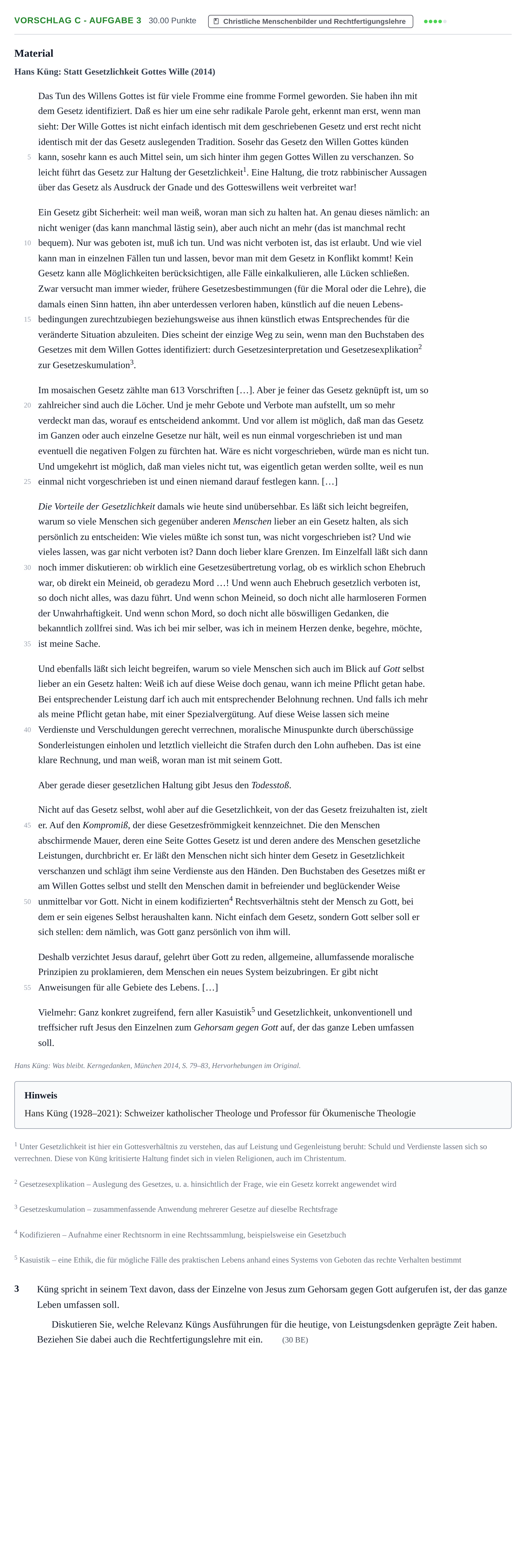 Aufgabenstellung: Aufgabe Vorschlag C - Aufgabe 3 · Abitur Hessen Evangelische Religion LK 2021