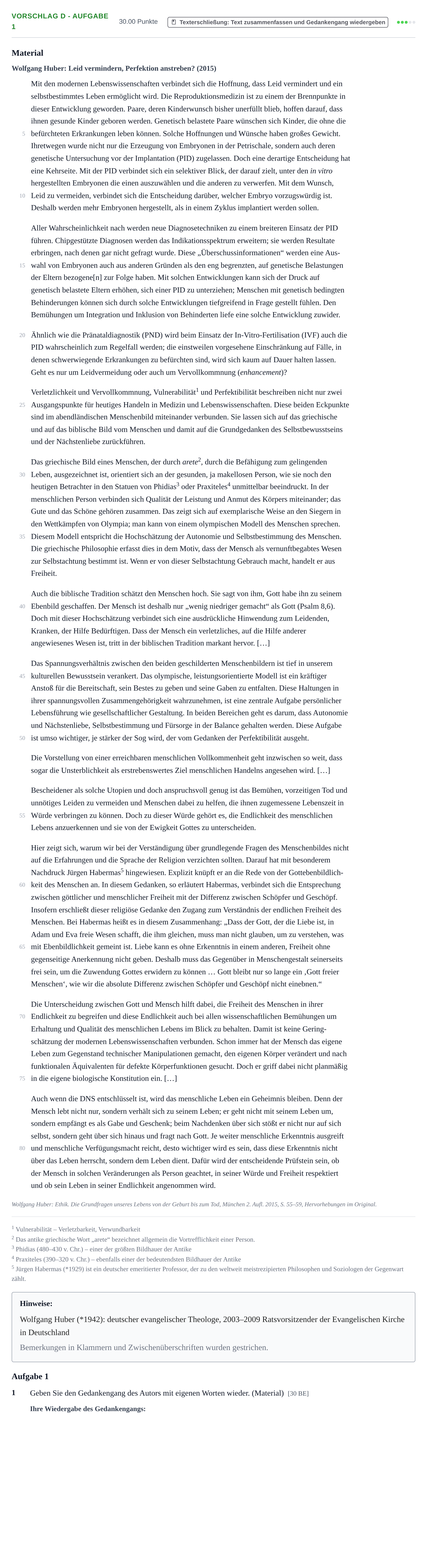 Aufgabenstellung: Aufgabe Vorschlag D - Aufgabe 1 · Abitur Hessen Evangelische Religion LK 2021