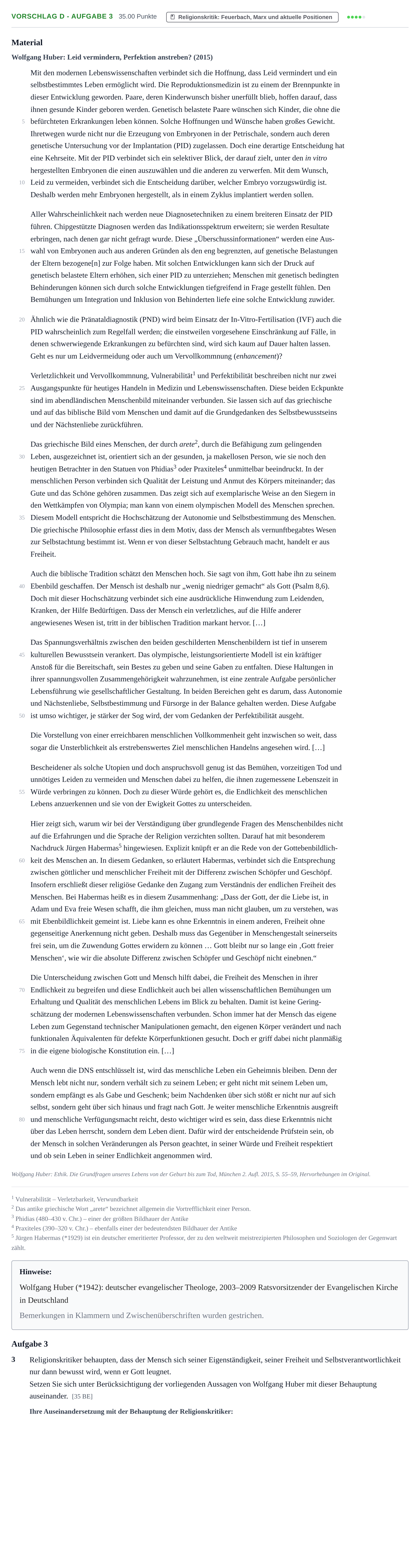 Aufgabenstellung: Aufgabe Vorschlag D - Aufgabe 3 · Abitur Hessen Evangelische Religion LK 2021