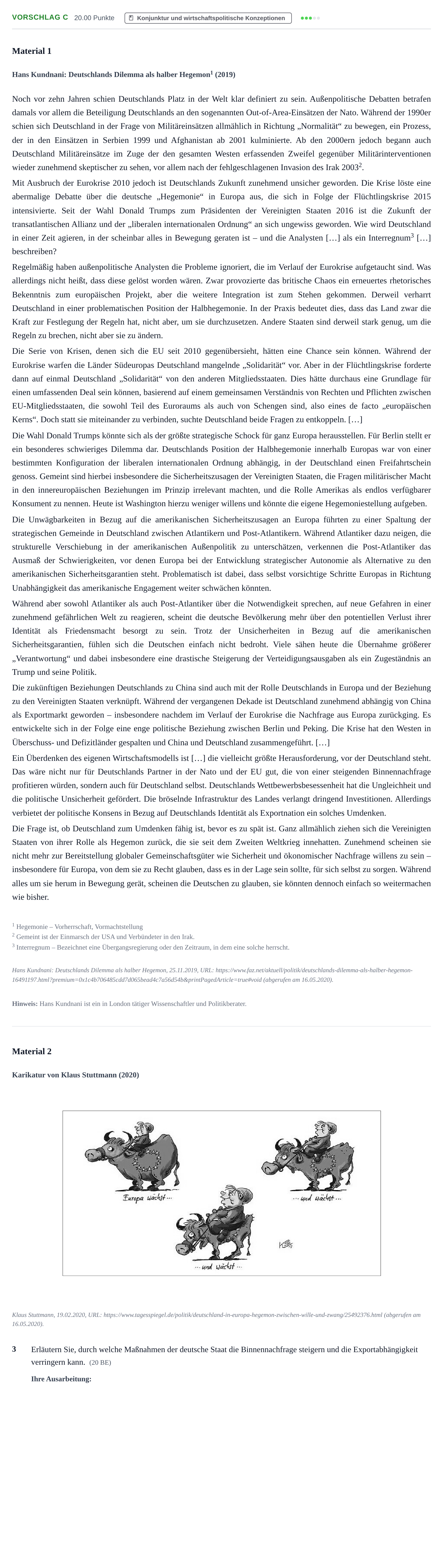 Aufgabenstellung: Aufgabe Vorschlag C - Konjunktur und wirtschaftspolitisch… · Abitur Hessen Politik und Wirtschaft LK 2021