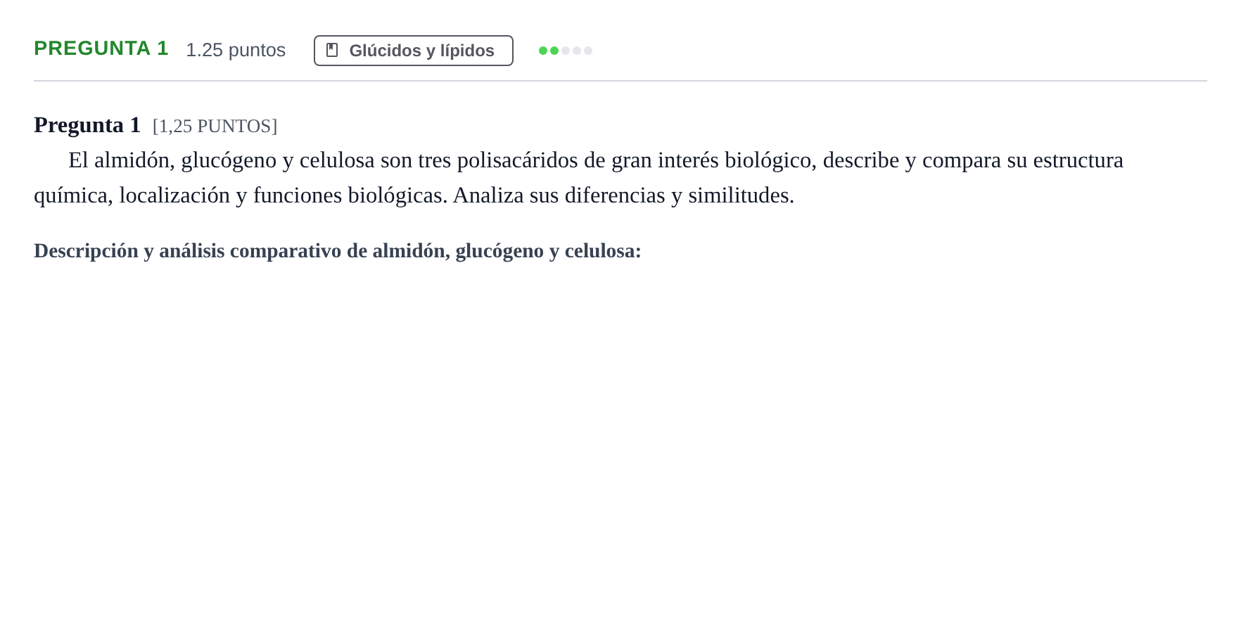 Enunciado: Pregunta 1 · Biología PAU Cantabria Extraordinaria 2022