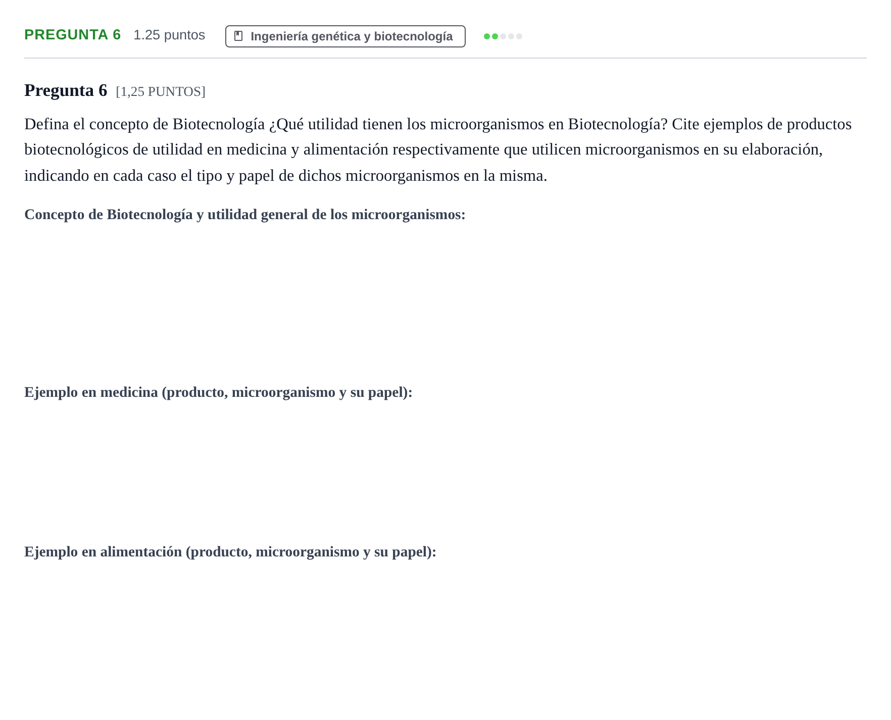 Enunciado: Pregunta 6 · Biología PAU Cantabria Extraordinaria 2022