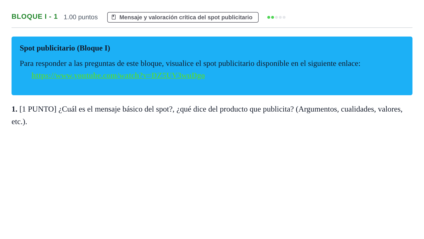 Enunciado: Bloque I - 1 · Cultura Audiovisual II PAU Cantabria Extraordinaria 2022