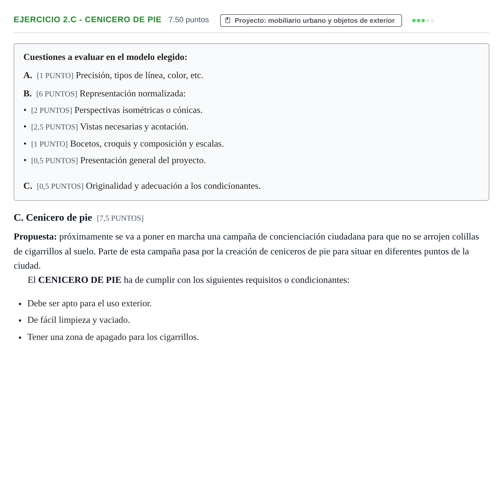 Enunciado: Ejercicio 2.C - Cenicero de pie · Diseño PAU Cantabria Ordinaria 2022