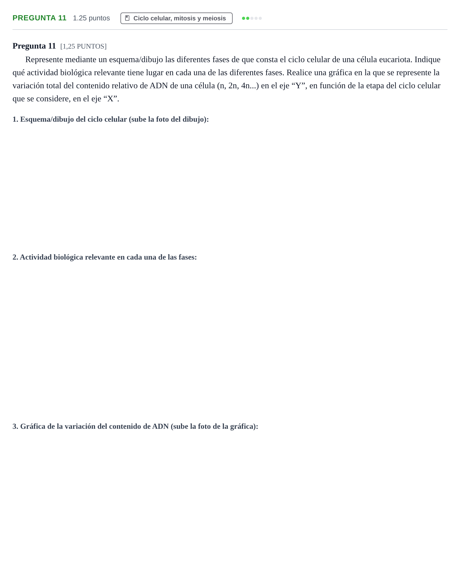 Enunciado: Pregunta 11 · Biología PAU Cantabria Ordinaria 2022