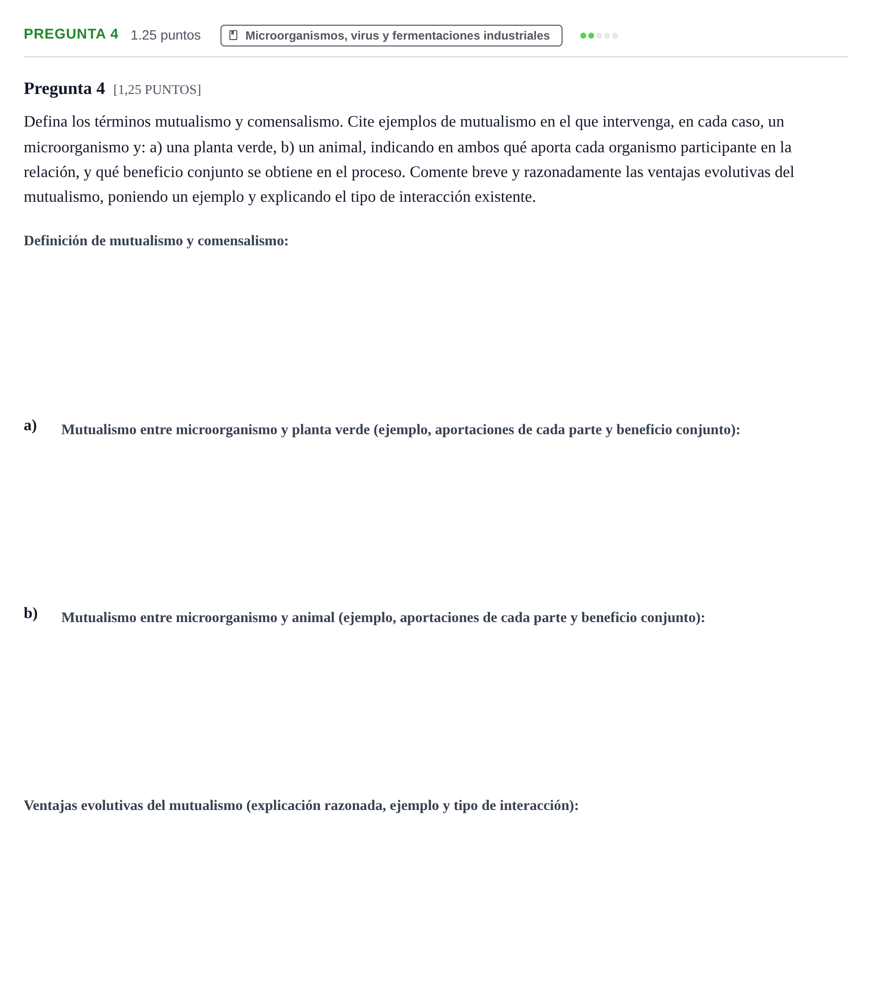 Enunciado: Pregunta 4 · Biología PAU Cantabria Ordinaria 2022