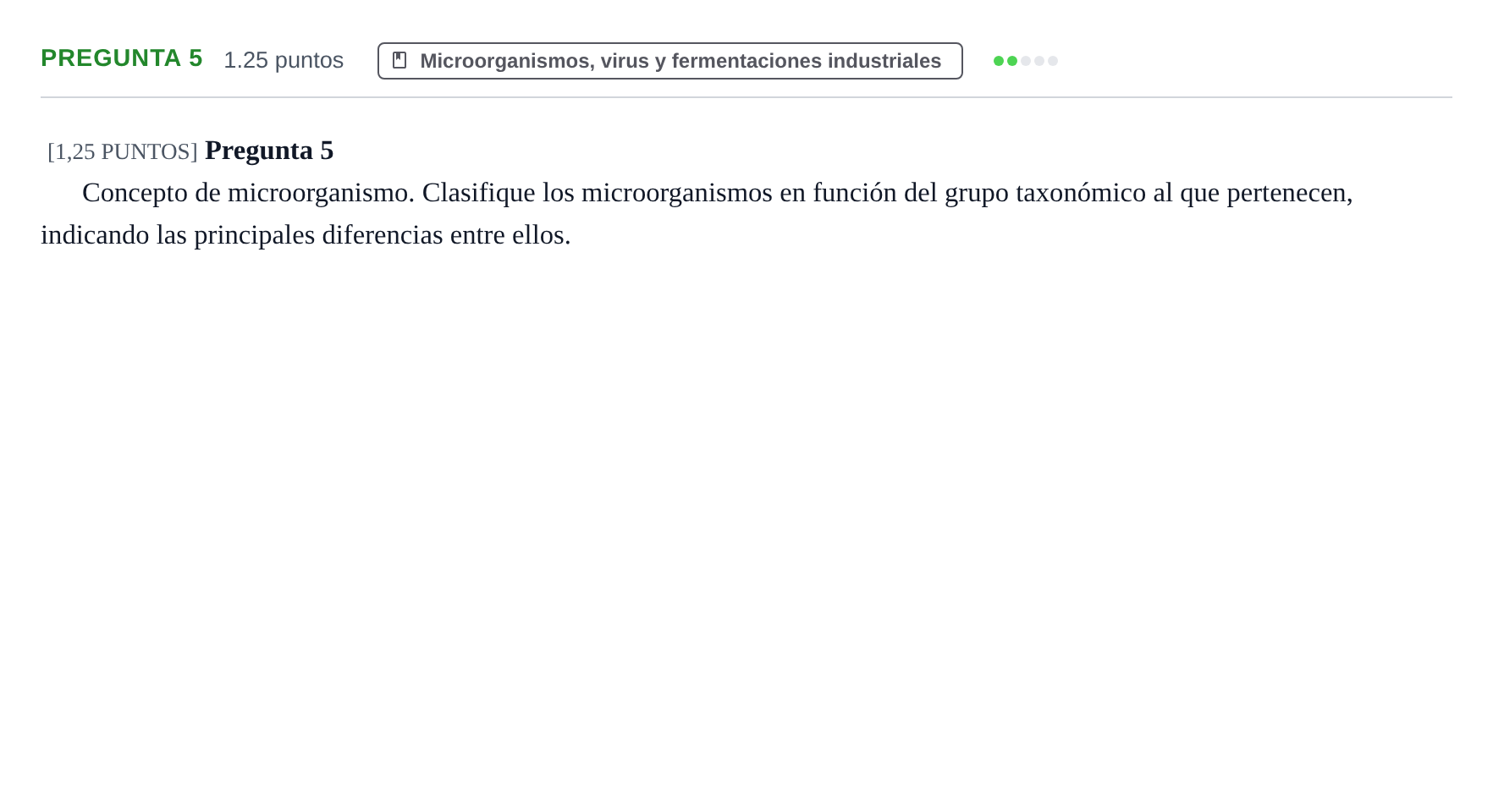 Enunciado: Pregunta 5 · Biología PAU Cantabria Ordinaria 2022
