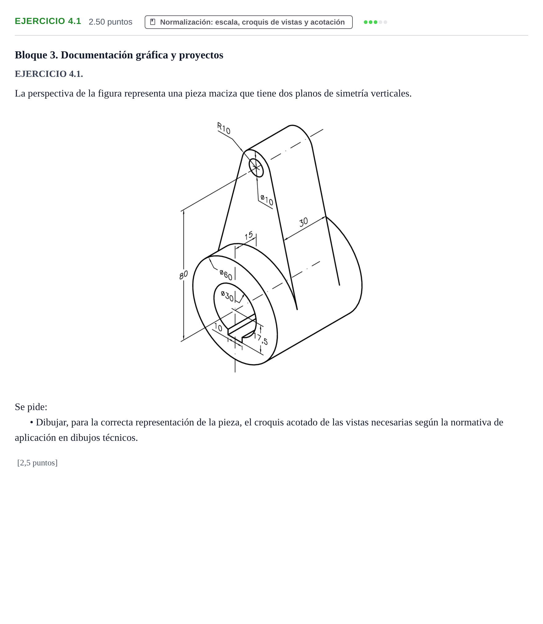 Enunciado: Ejercicio 4.1 · Dibujo técnico II PAU Cantabria Extraordinaria 2022